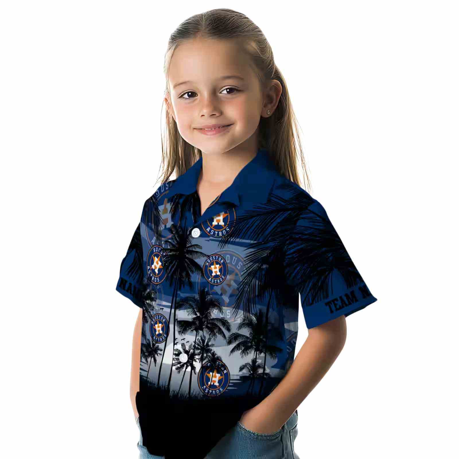 customized houston astros sunset scene blue black hawaiian shirt premium grade