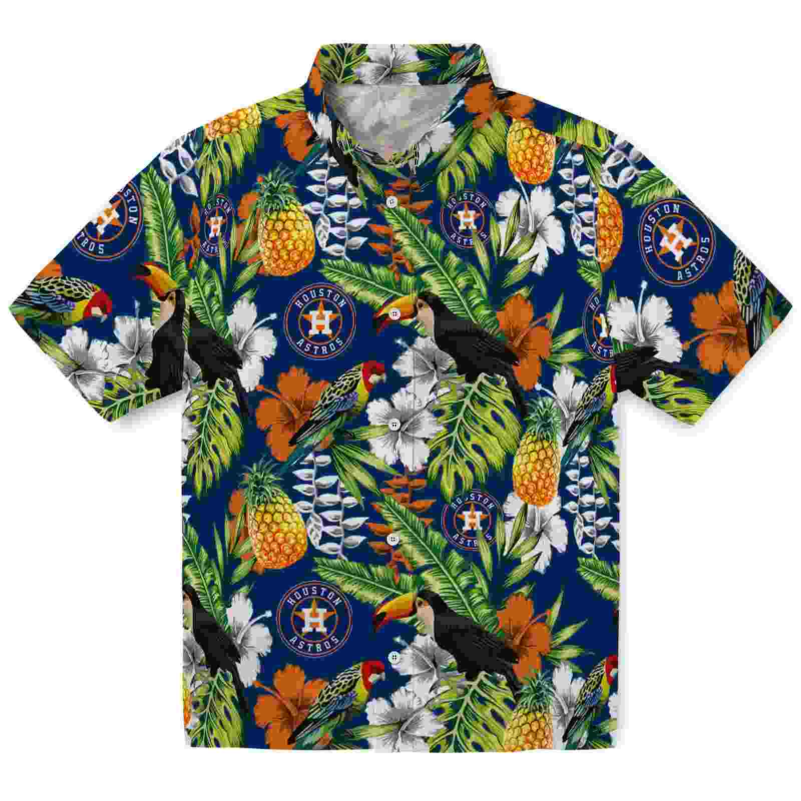 Customized Houston Astros Tropical Toucan Blue Green Hawaiian Shirt