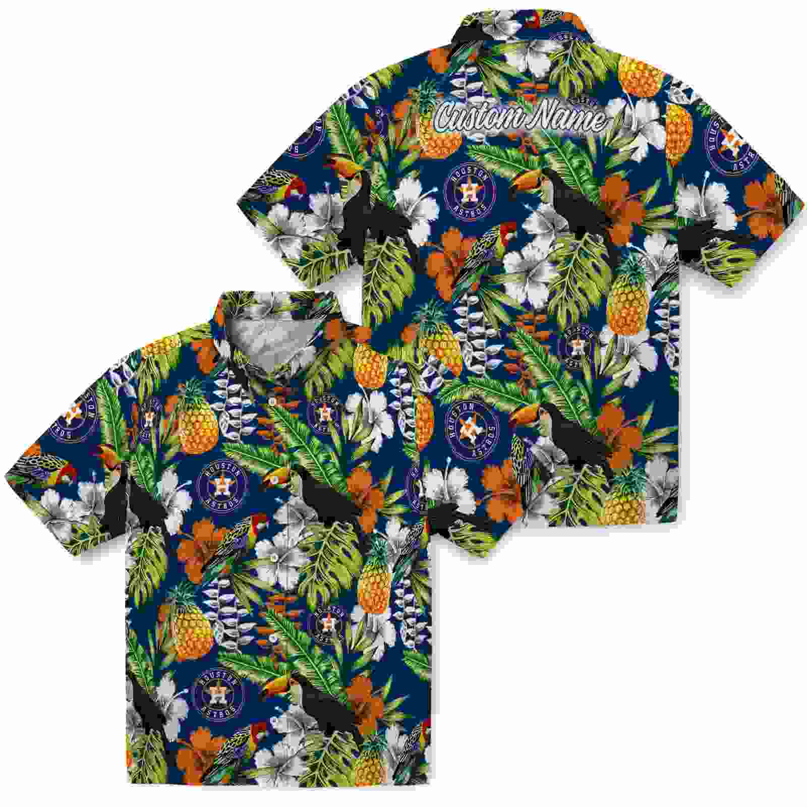 customized houston astros tropical toucan blue green hawaiian shirt high quality