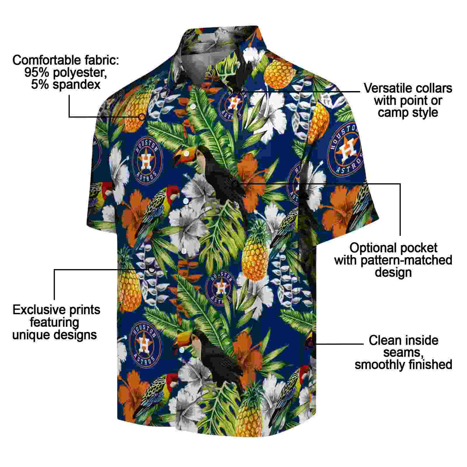 customized houston astros tropical toucan blue green hawaiian shirt new arrival