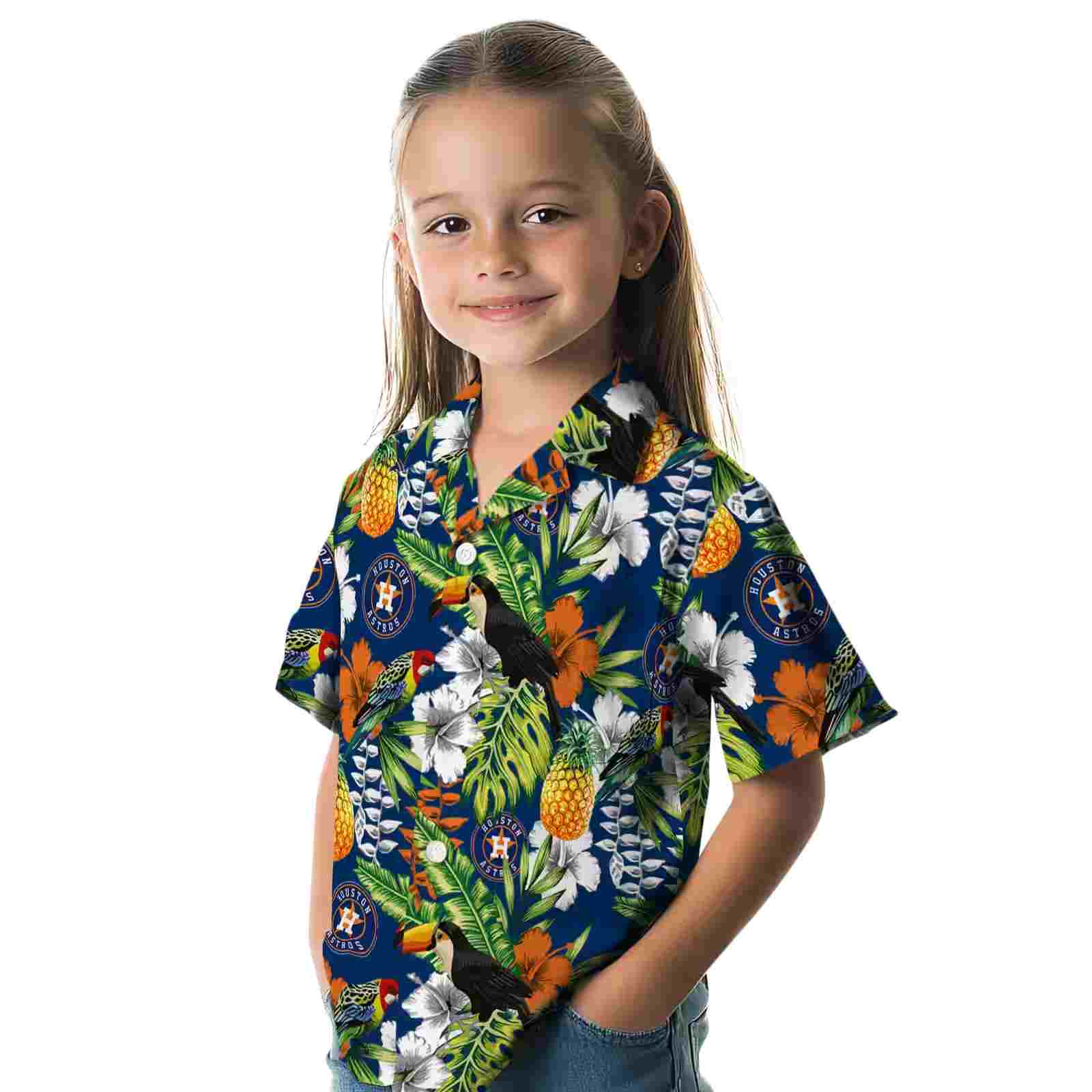 customized houston astros tropical toucan blue green hawaiian shirt premium grade