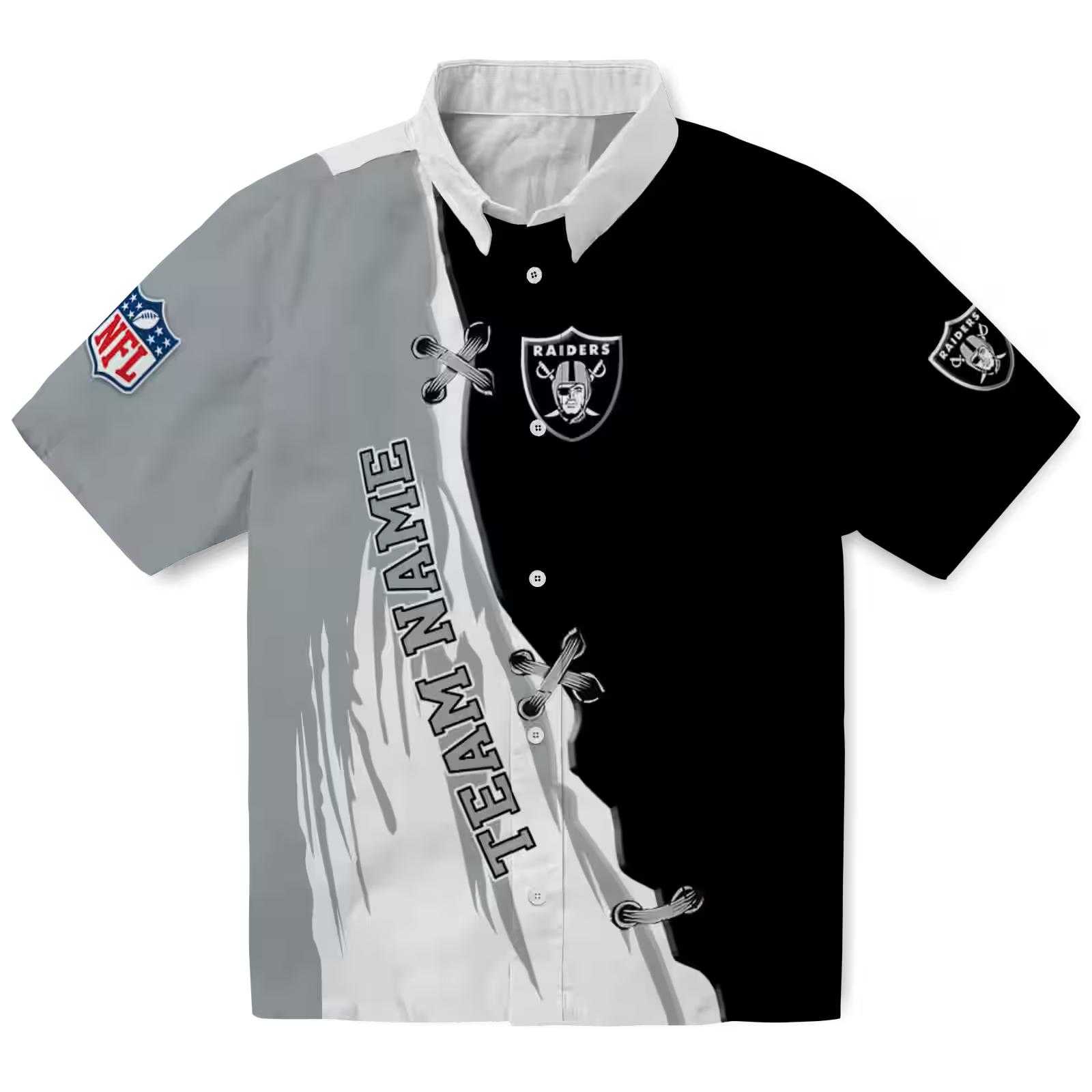 Customized Las Vegas Raiders Edgy Streaks Black White Hawaiian Shirt