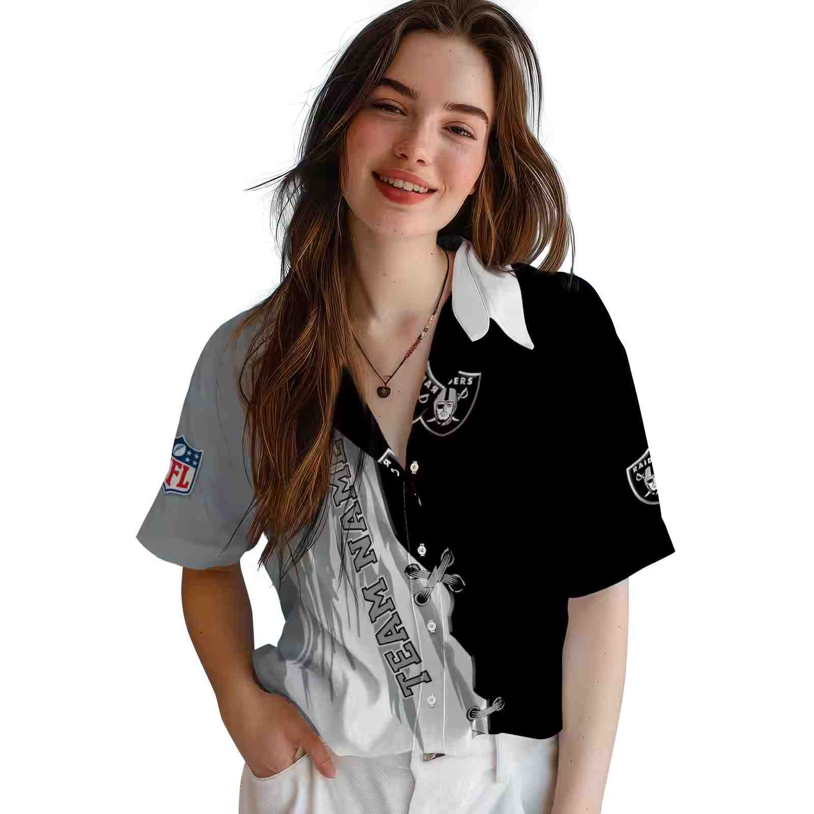 customized las vegas raiders edgy streaks black white hawaiian shirt latest model