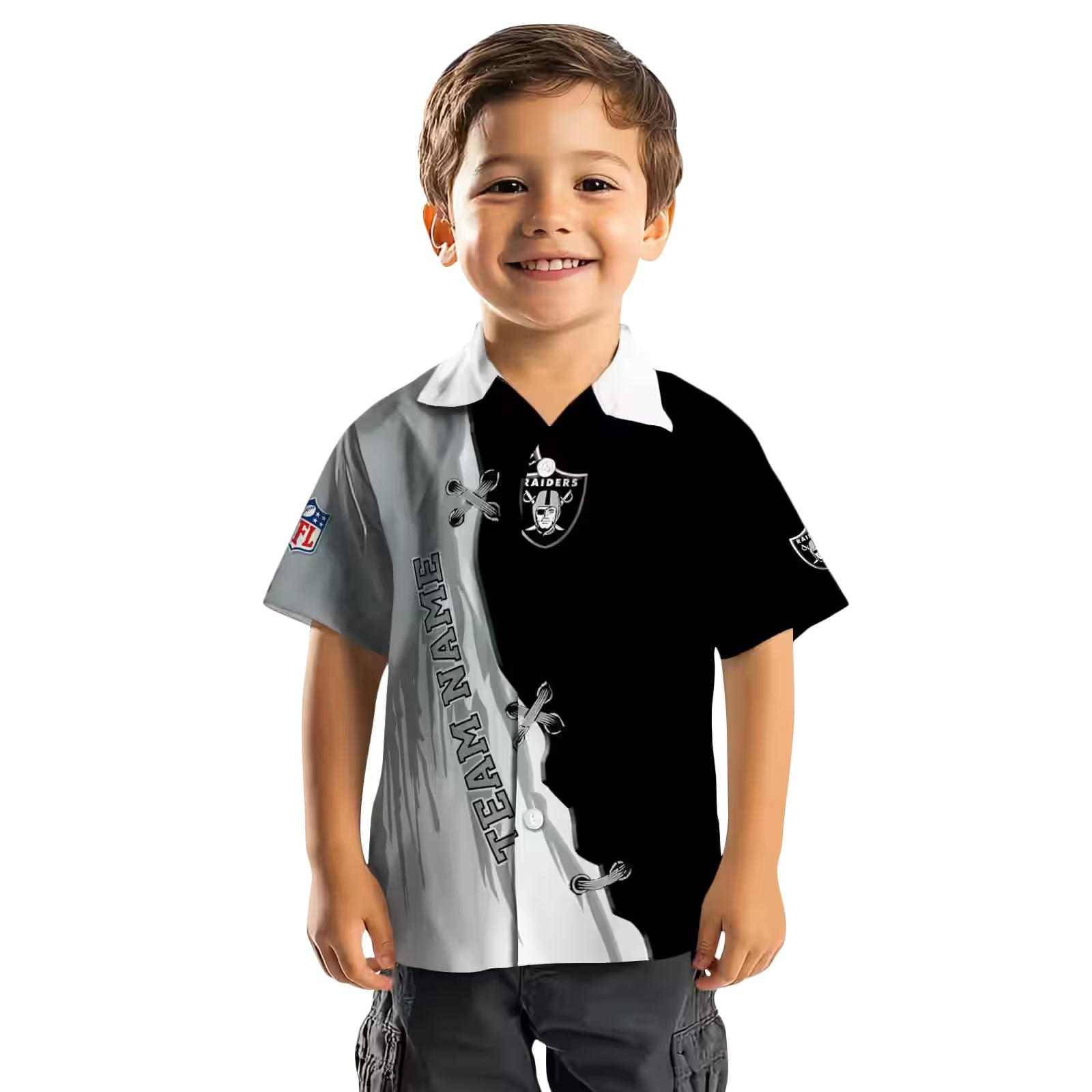 customized las vegas raiders edgy streaks black white hawaiian shirt top rated