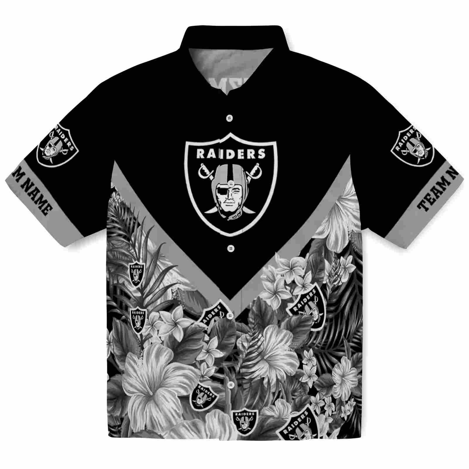 Customized Las Vegas Raiders Floral Chevron Black Hawaiian Shirt