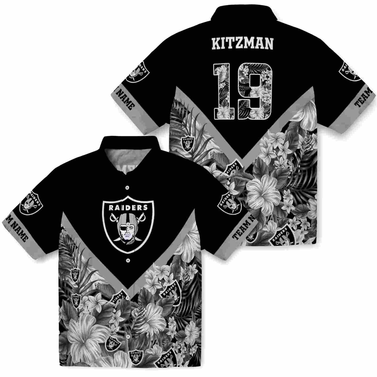 customized las vegas raiders floral chevron black hawaiian shirt high quality