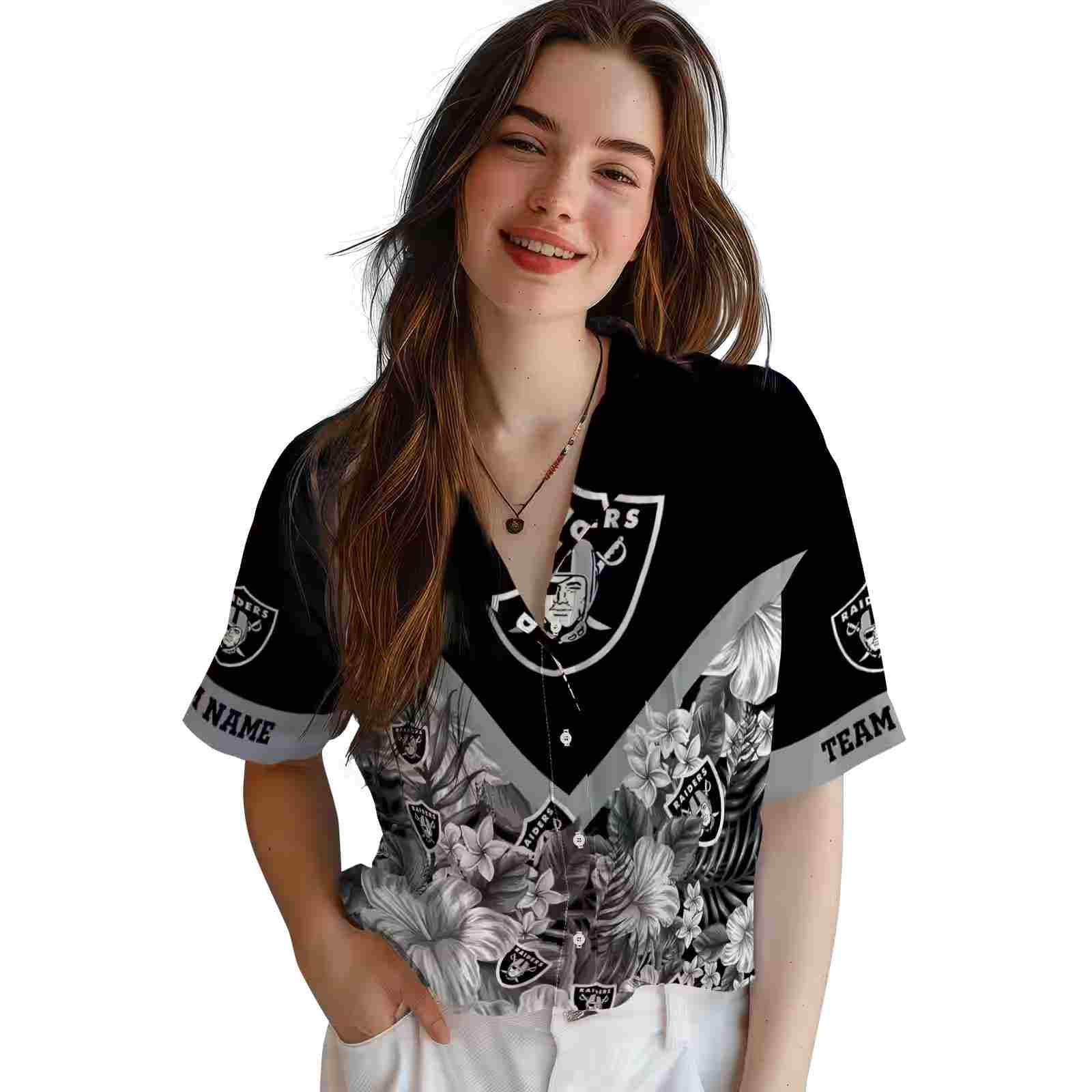 customized las vegas raiders floral chevron black hawaiian shirt latest model