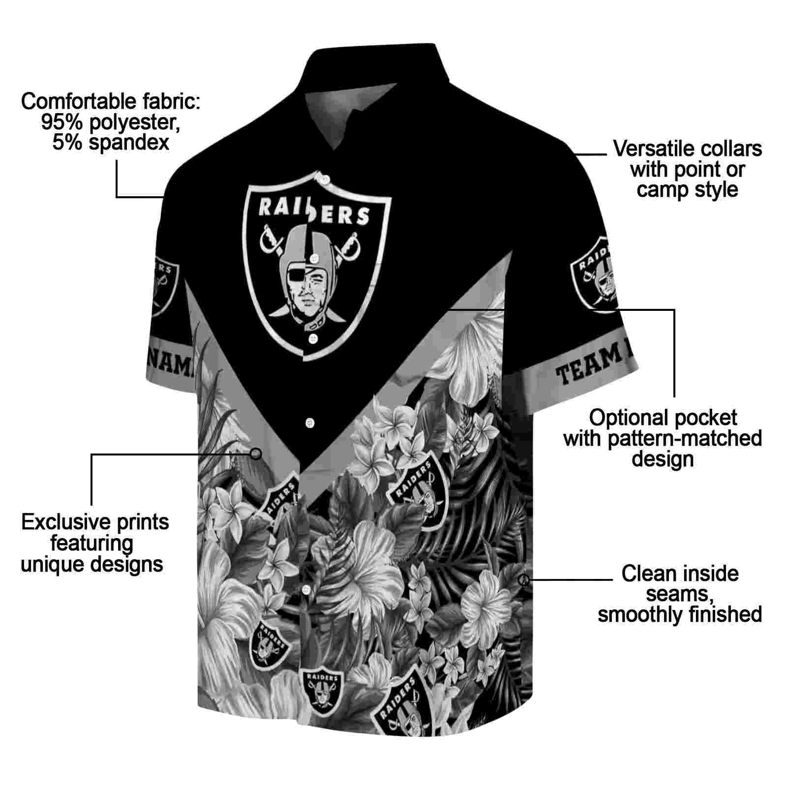 customized las vegas raiders floral chevron black hawaiian shirt new arrival