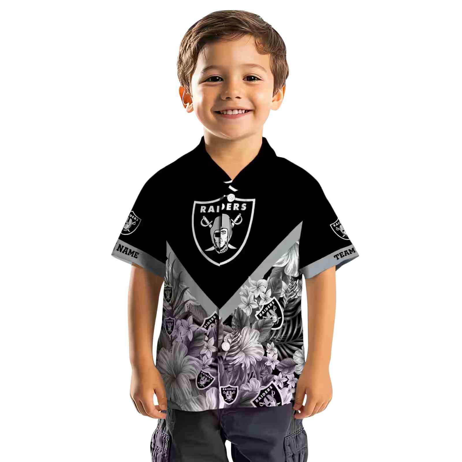 customized las vegas raiders floral chevron black hawaiian shirt top rated