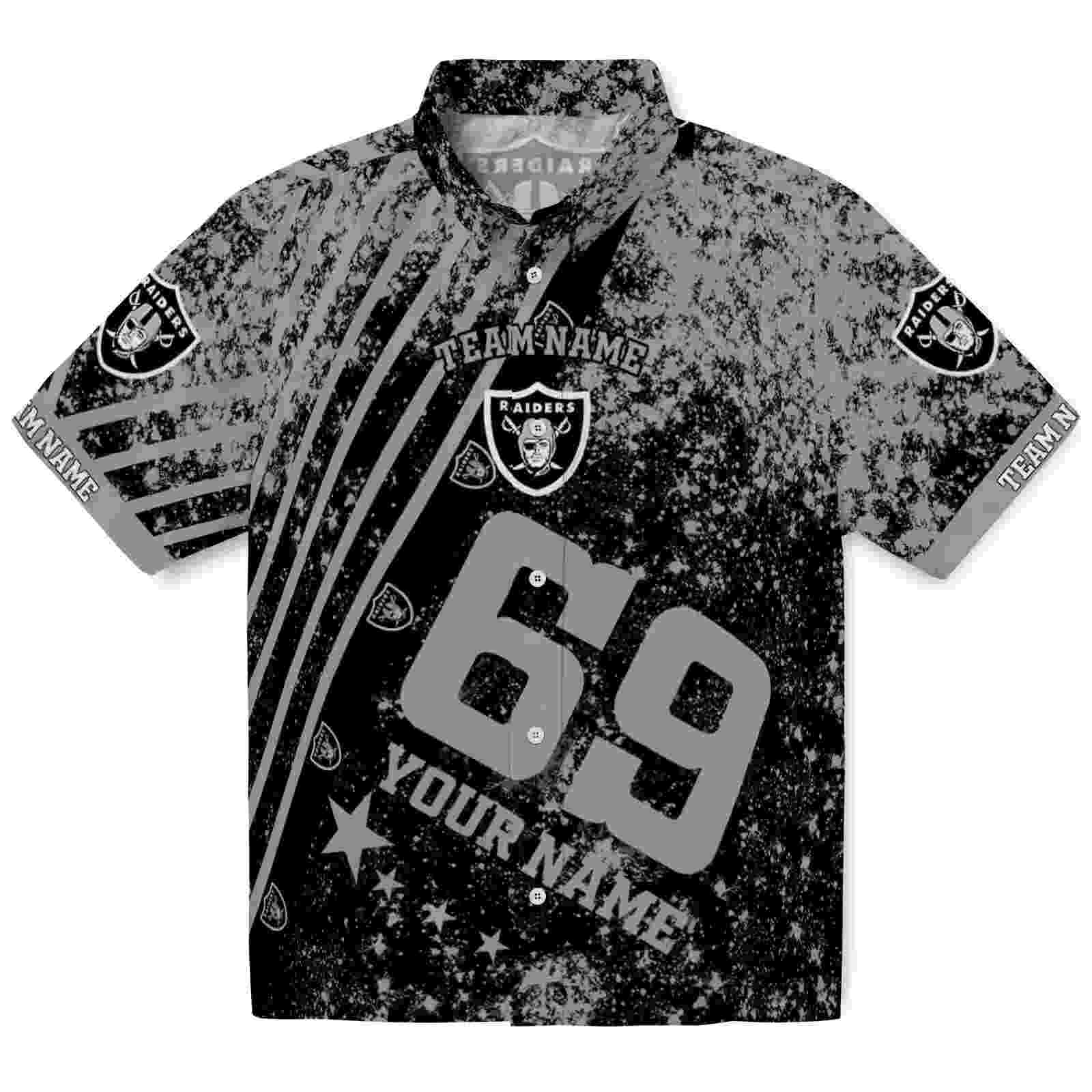 Customized Las Vegas Raiders Star Stripes Black Hawaiian Shirt