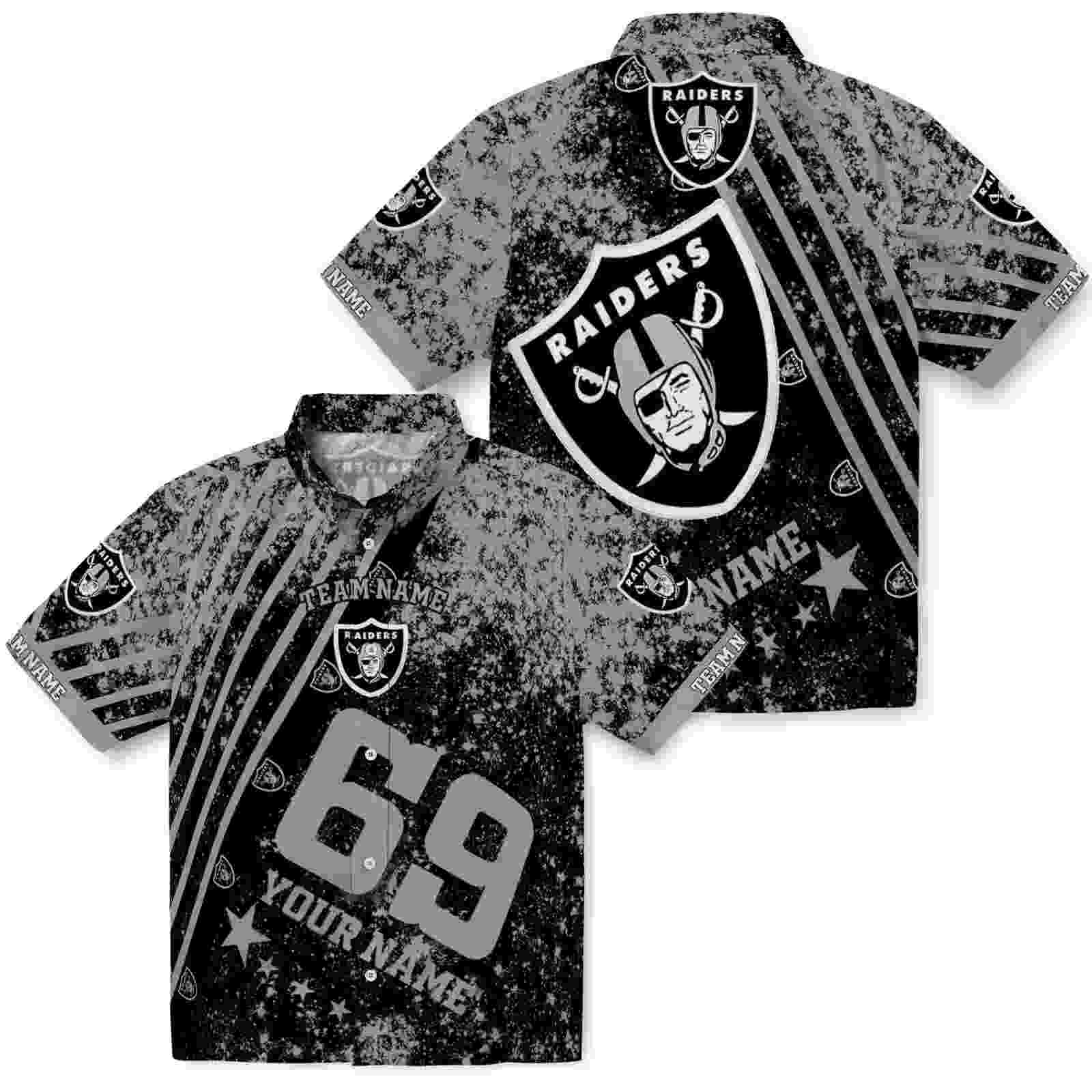 customized las vegas raiders star stripes black hawaiian shirt high quality