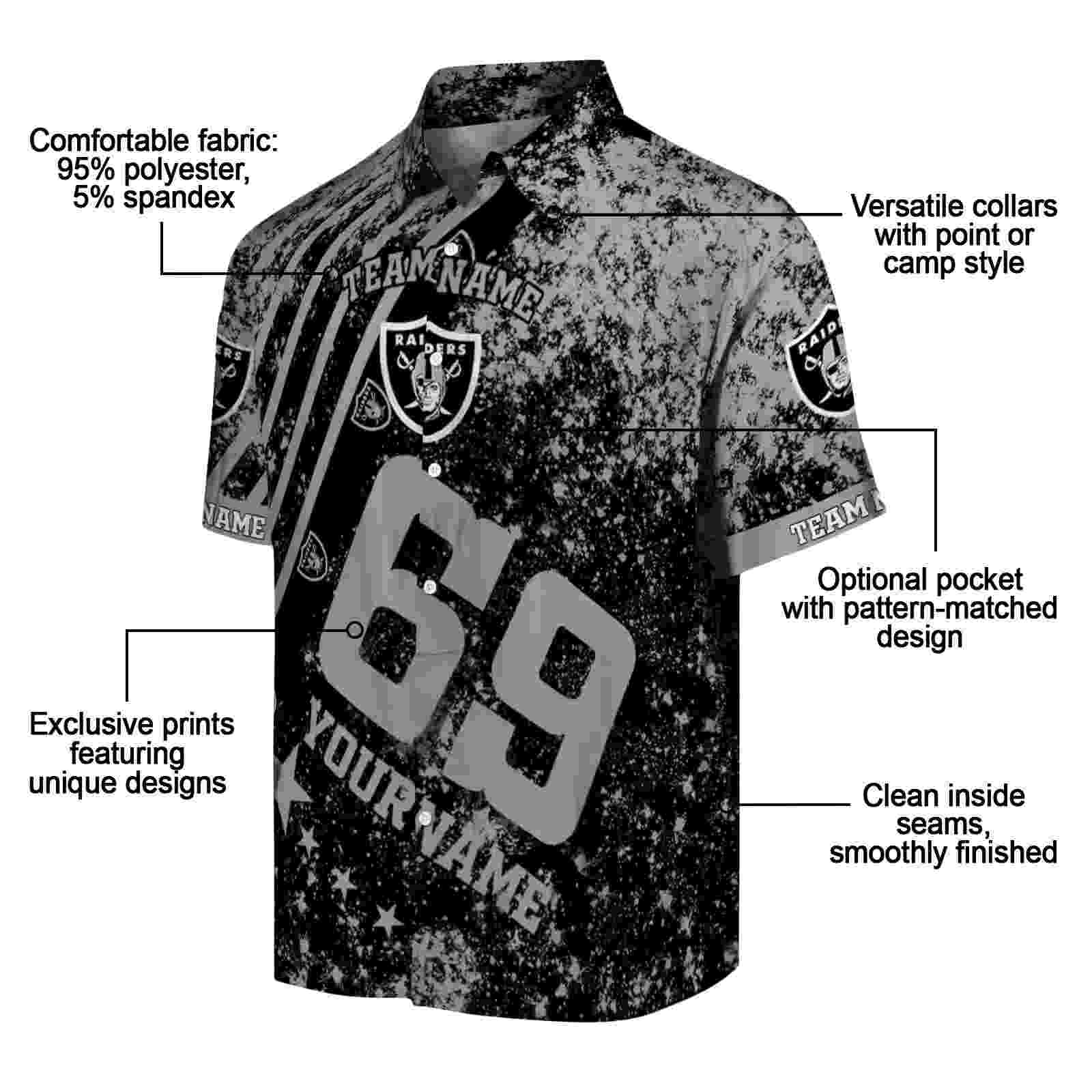 customized las vegas raiders star stripes black hawaiian shirt new arrival