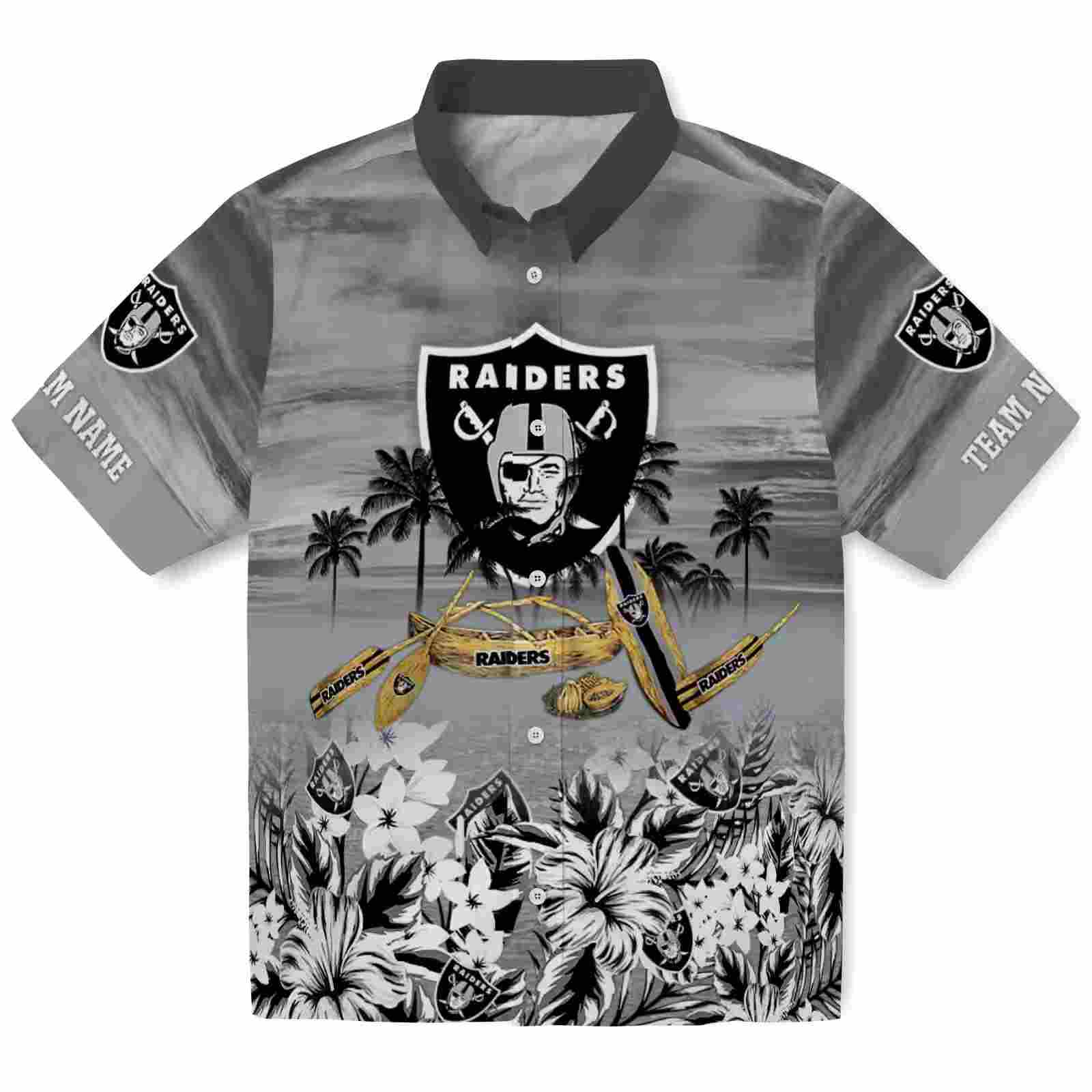 Customized Las Vegas Raiders Tropical Canoe Black Hawaiian Shirt