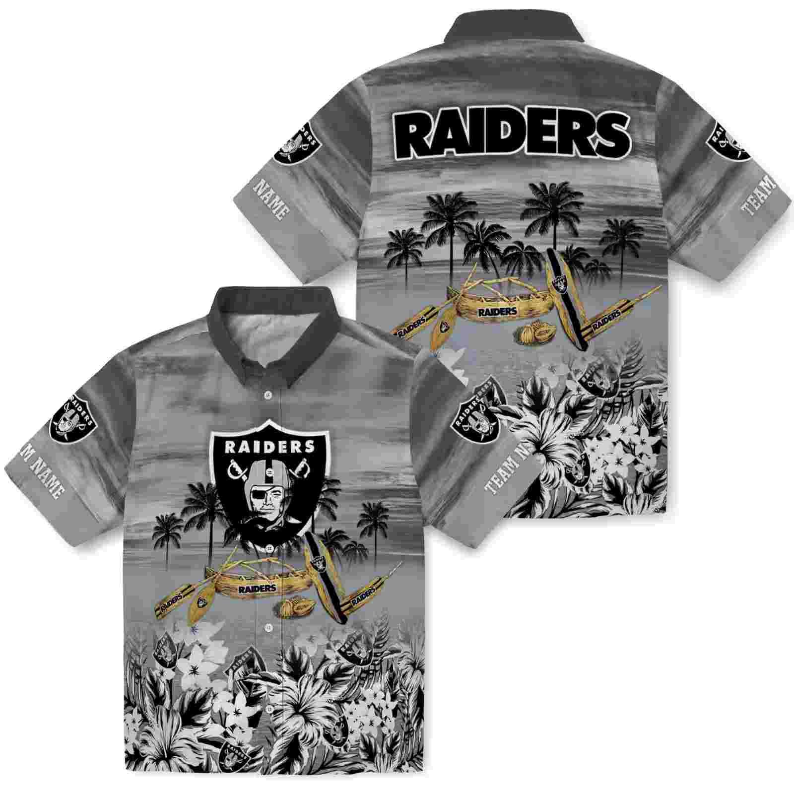 customized las vegas raiders tropical canoe black hawaiian shirt high quality