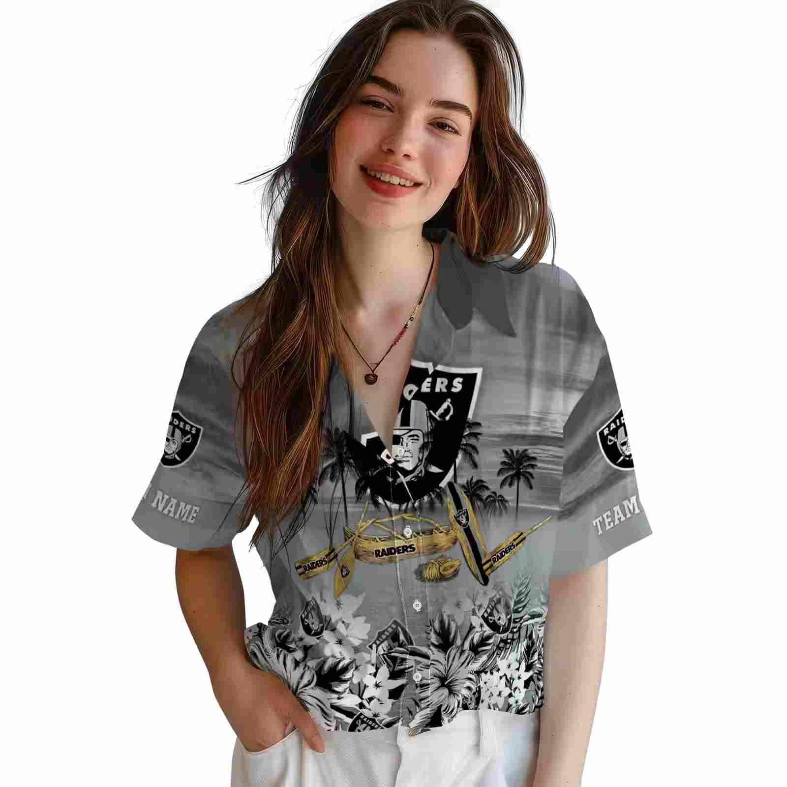 customized las vegas raiders tropical canoe black hawaiian shirt latest model