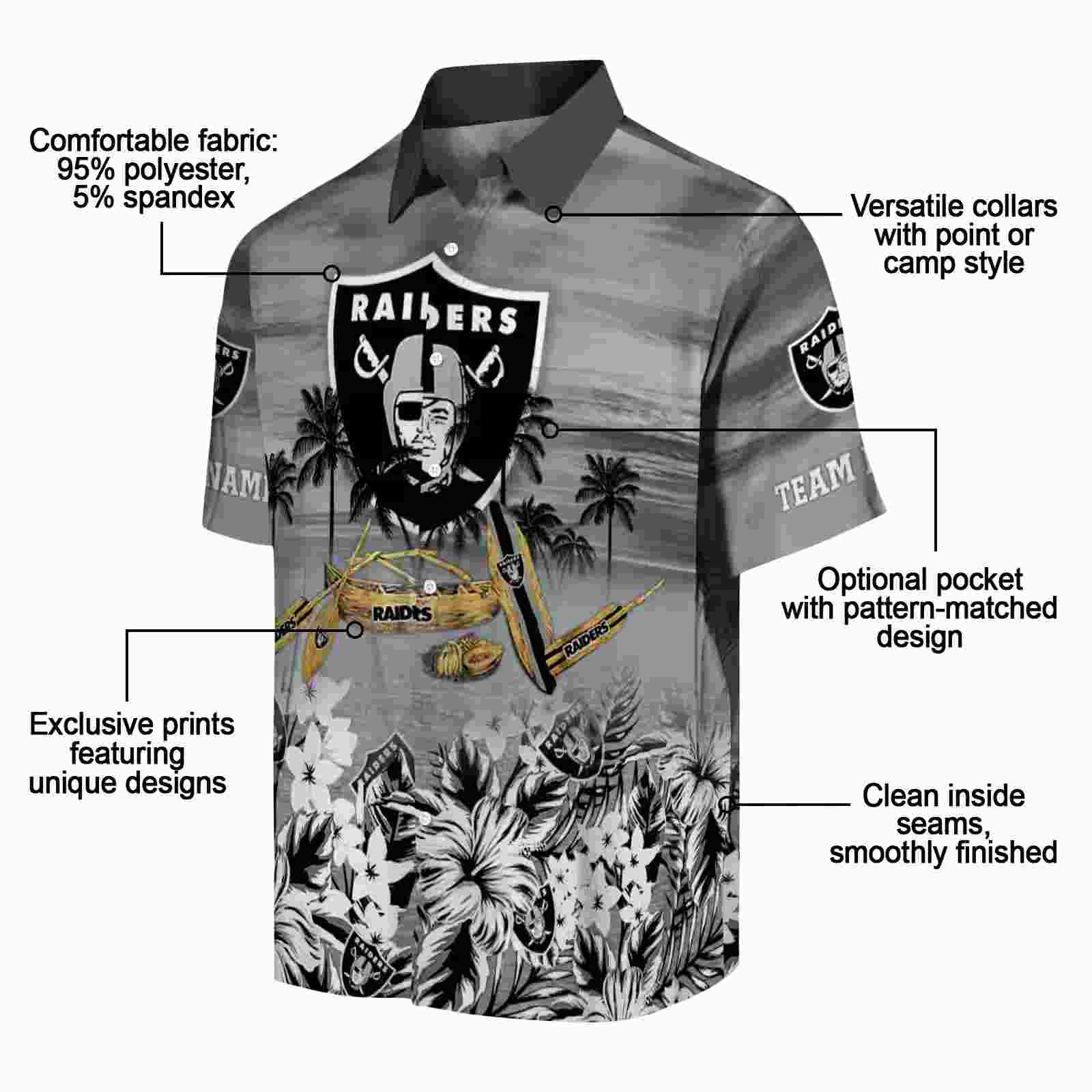 customized las vegas raiders tropical canoe black hawaiian shirt new arrival