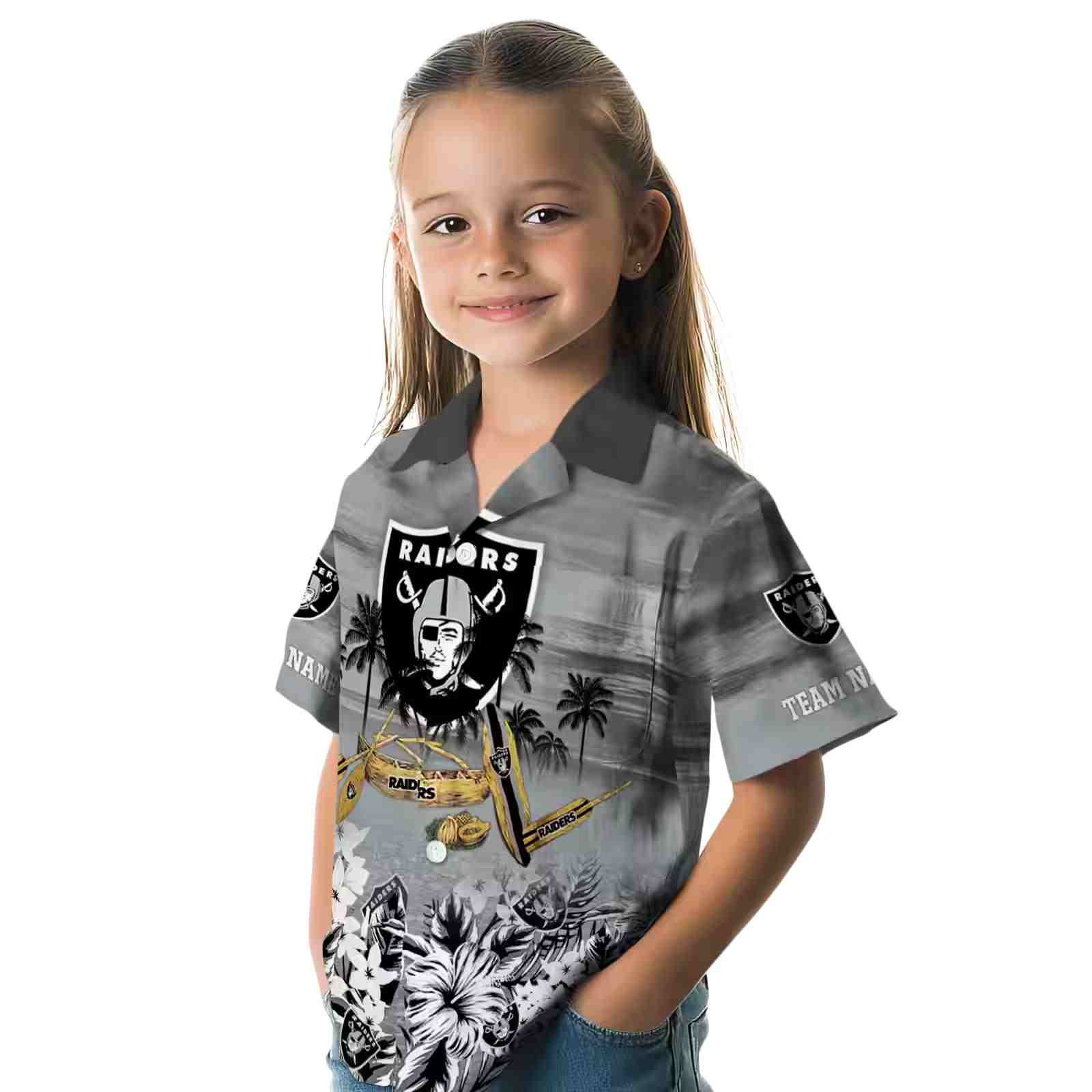 customized las vegas raiders tropical canoe black hawaiian shirt premium grade