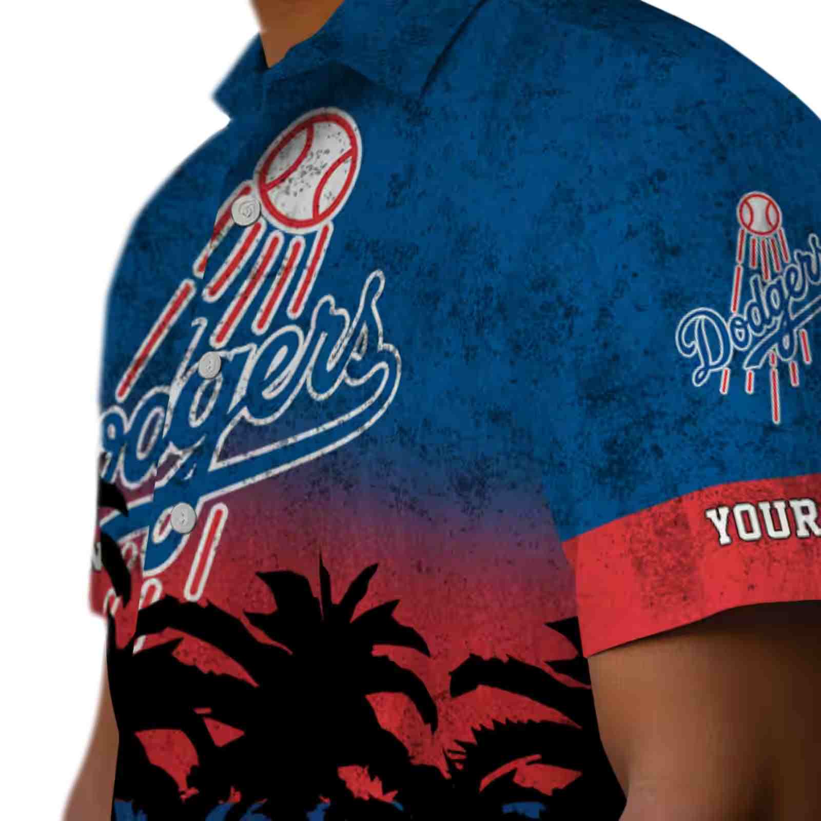 customized los angeles dodgers sunset pattern blue black hawaiian shirt trendy