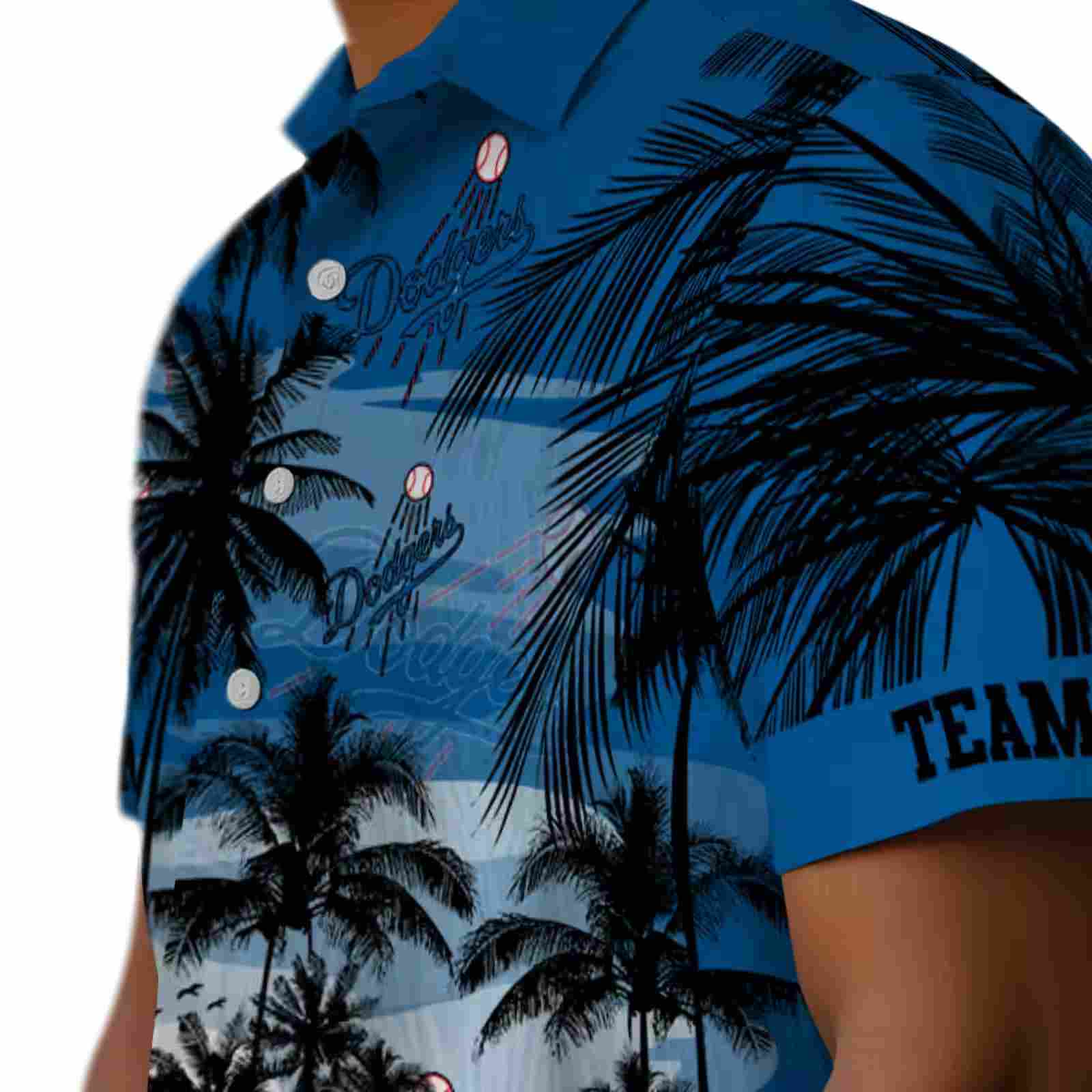 customized los angeles dodgers sunset scene blue black hawaiian shirt trendy