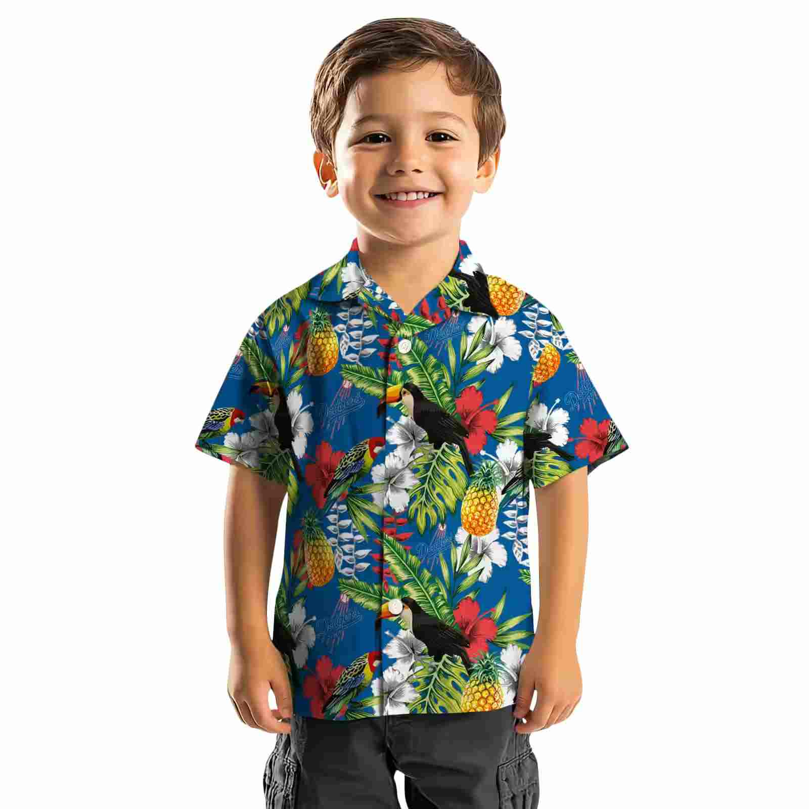 customized los angeles dodgers tropical toucan blue green hawaiian shirt top rated