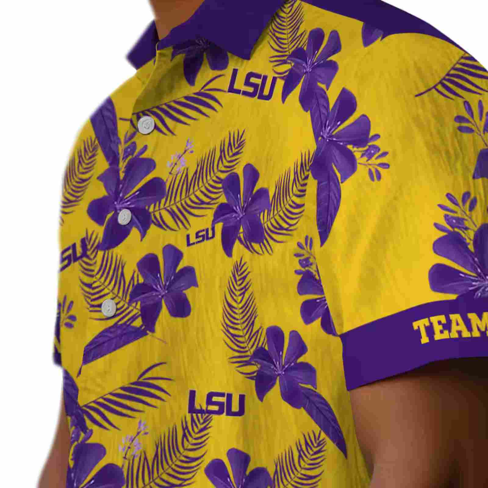 customized lsu tigers botanical print gold hawaiian shirt trendy