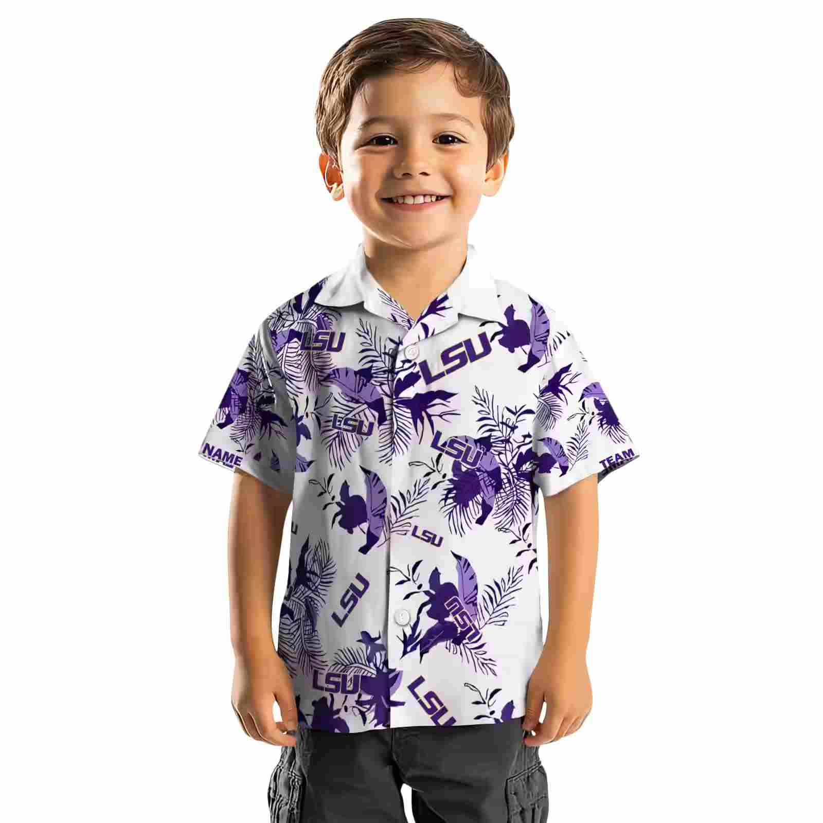 customized lsu tigers botanical theme purple white hawaiian shirt top rated