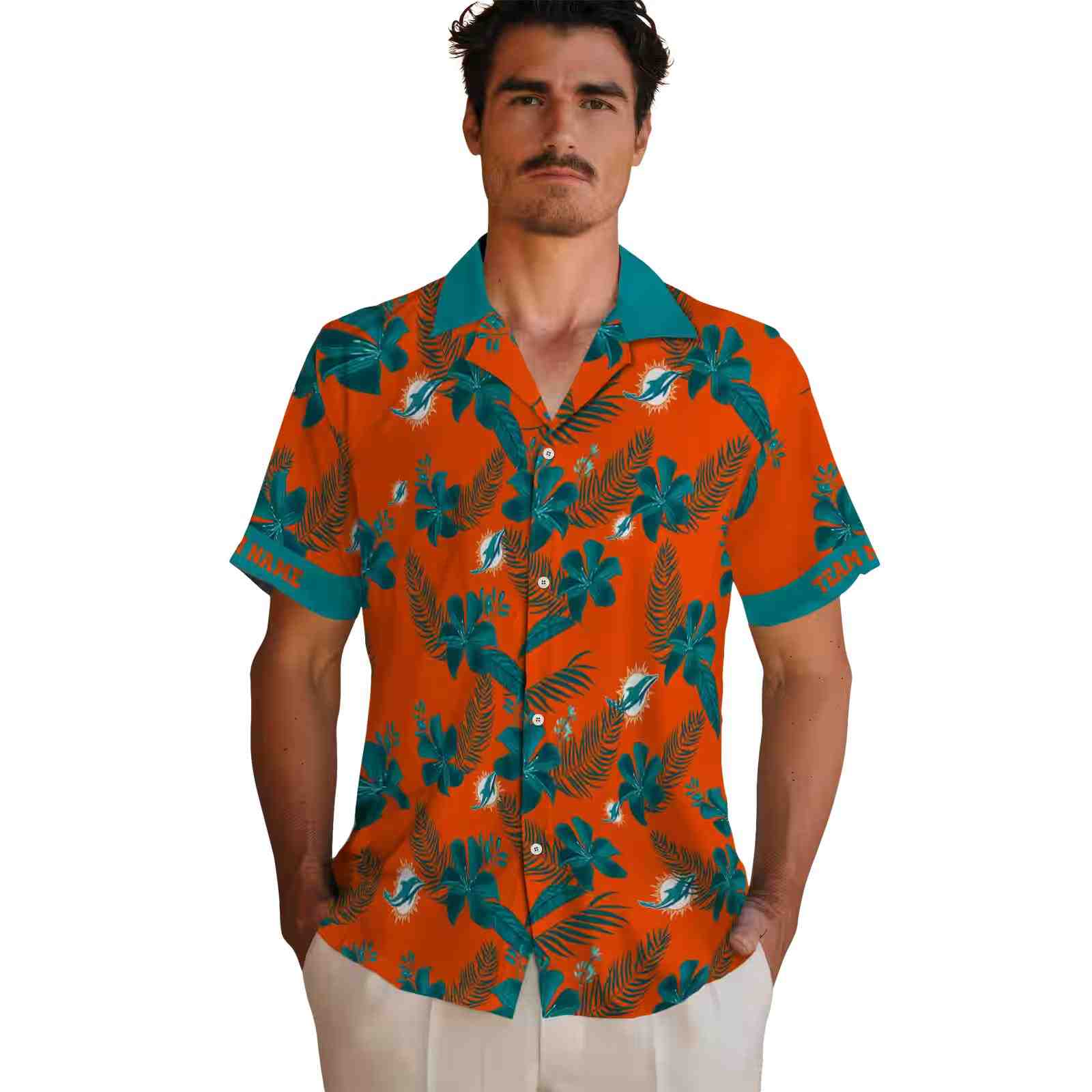 customized miami dolphins botanical print orange hawaiian shirt fashion forward