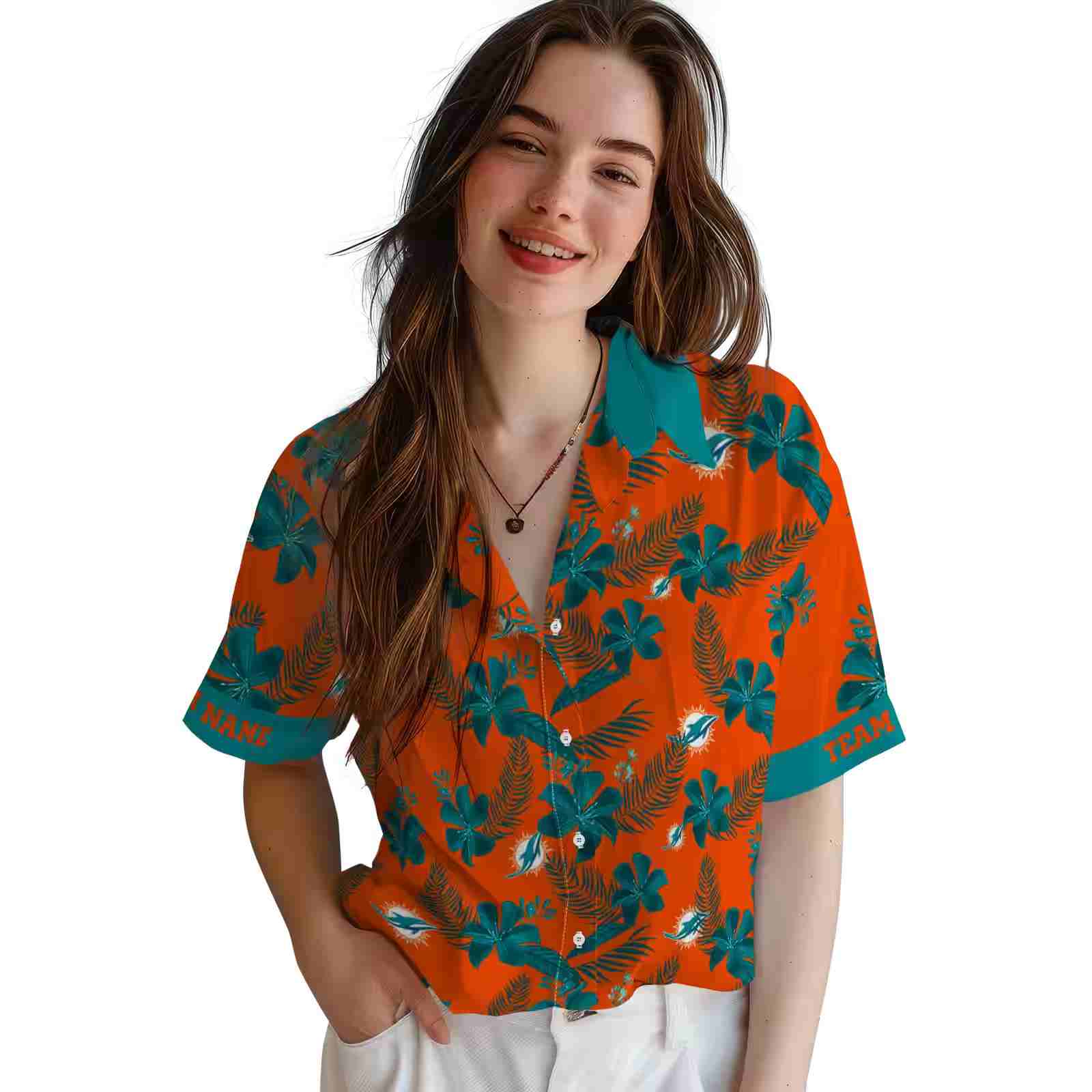 customized miami dolphins botanical print orange hawaiian shirt latest model