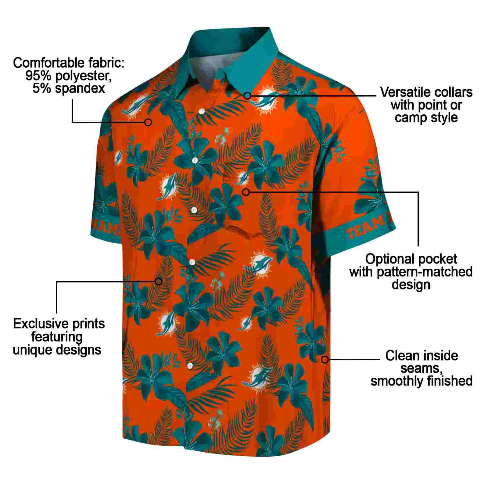 customized miami dolphins botanical print orange hawaiian shirt new arrival