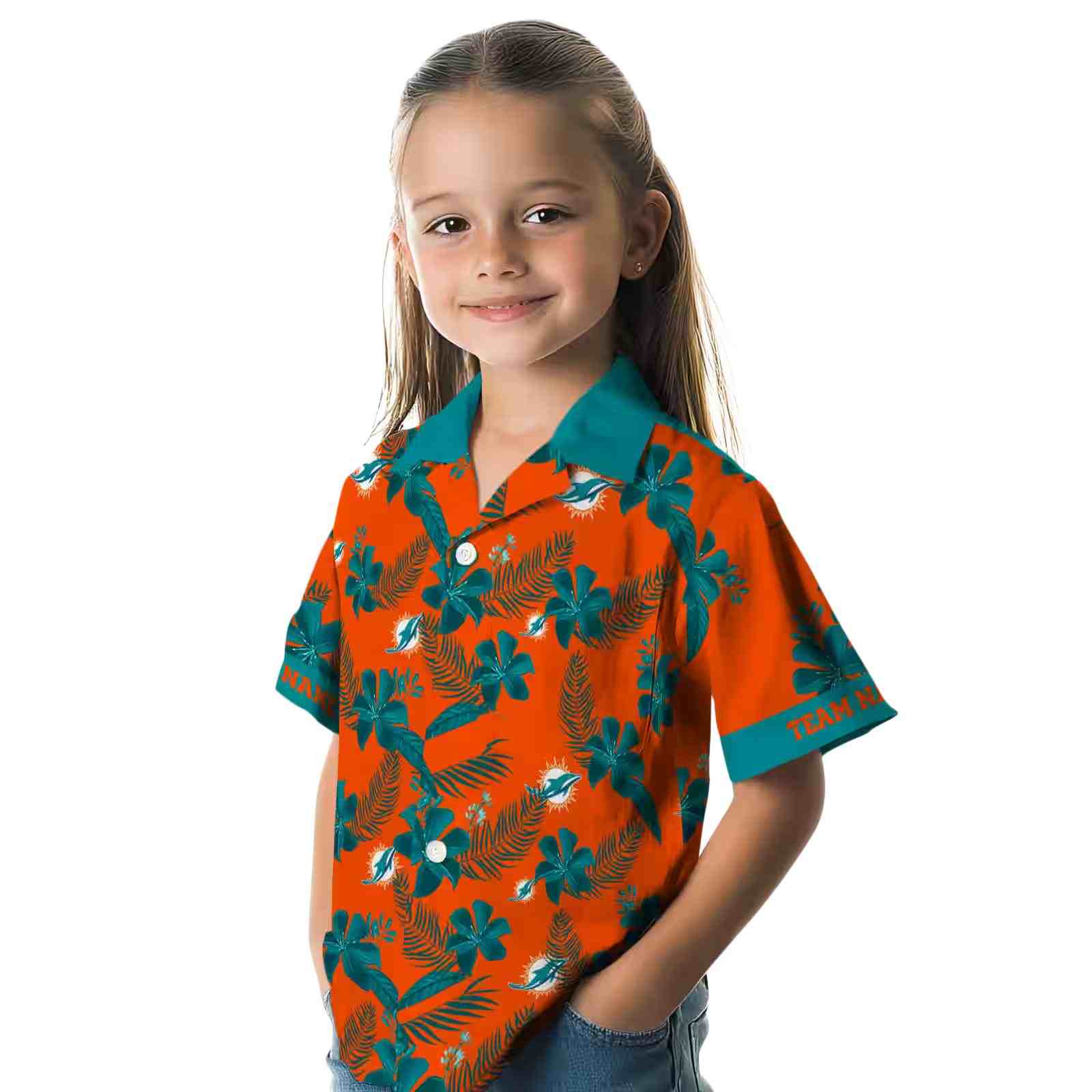 customized miami dolphins botanical print orange hawaiian shirt premium grade