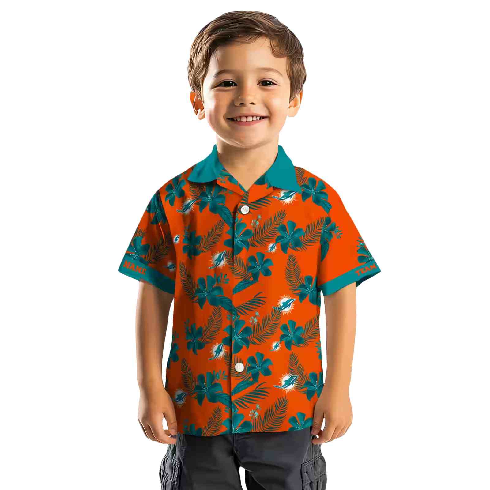 customized miami dolphins botanical print orange hawaiian shirt top rated