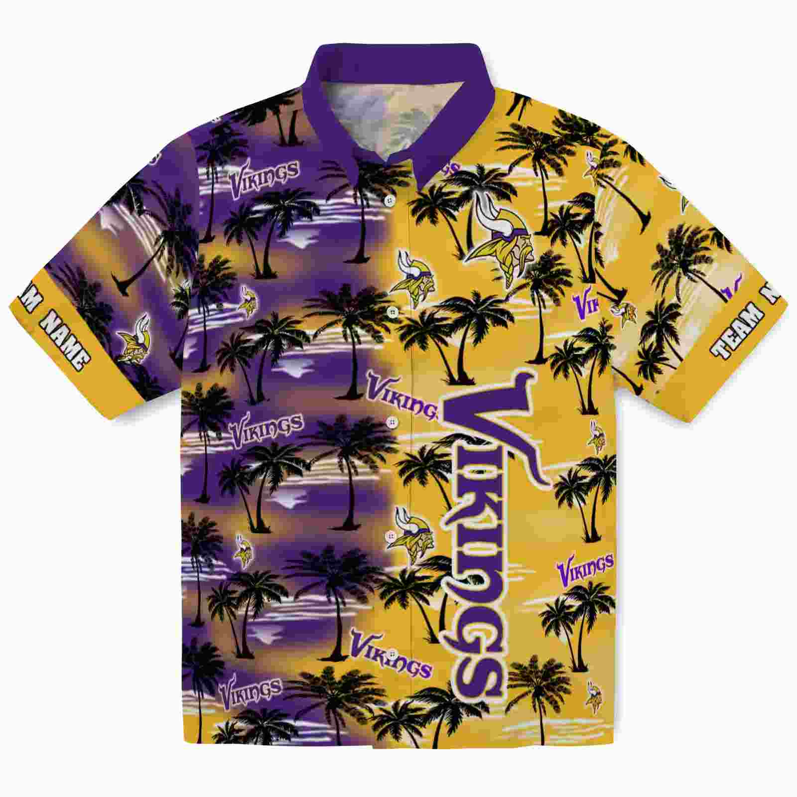 Customized Minnesota Vikings Palm Silhouettes Purple Hawaiian Shirt