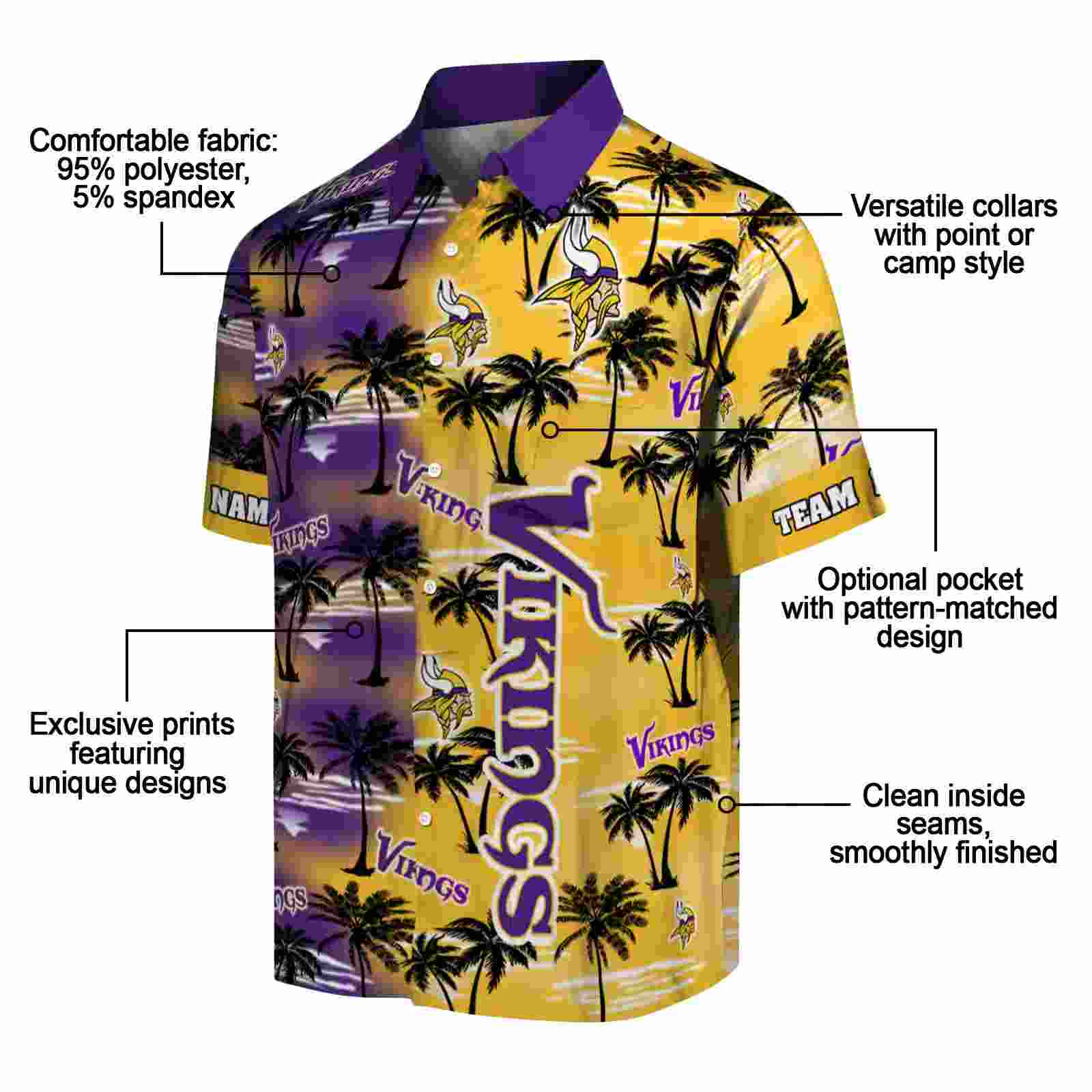 customized minnesota vikings palm silhouettes purple hawaiian shirt new arrival