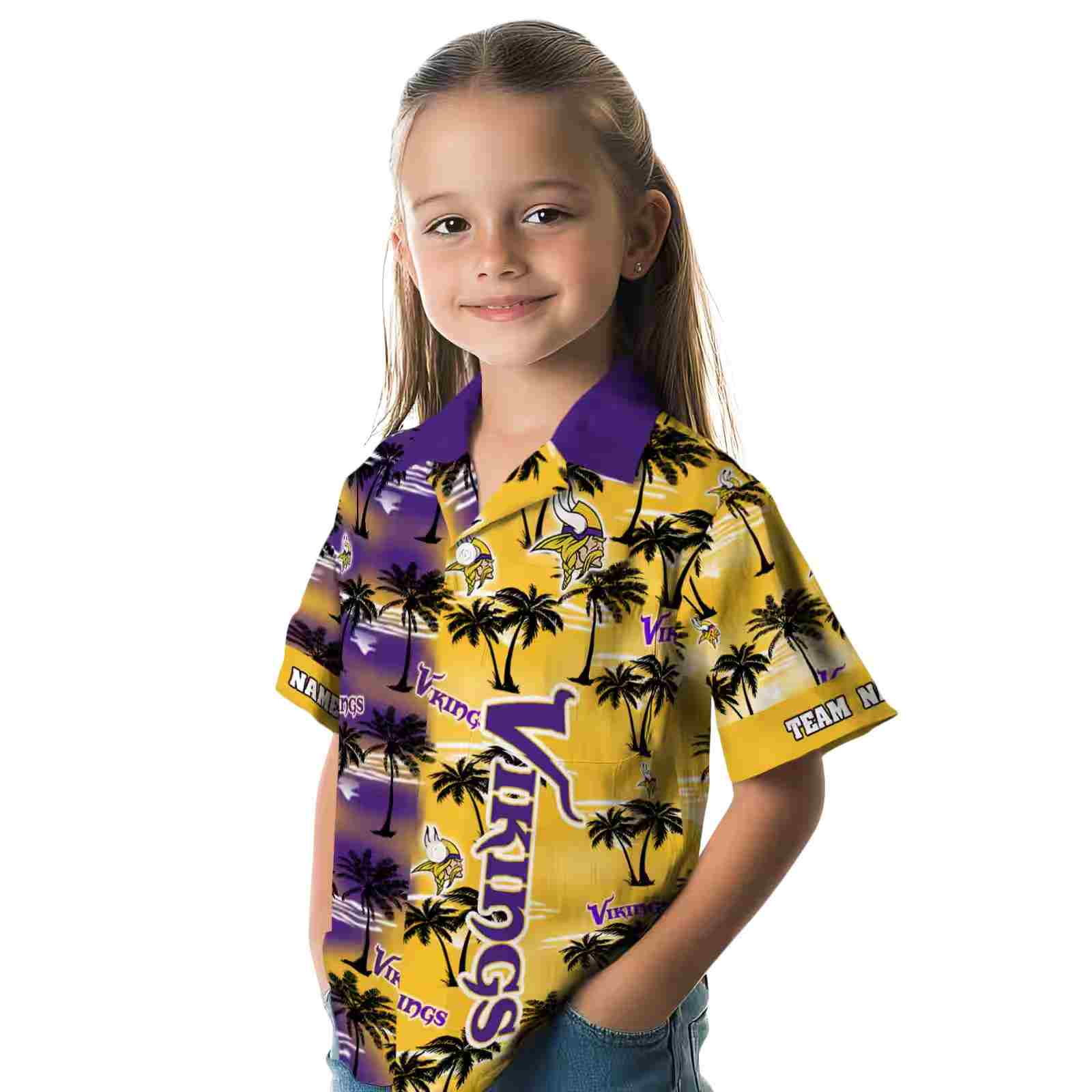 customized minnesota vikings palm silhouettes purple hawaiian shirt premium grade