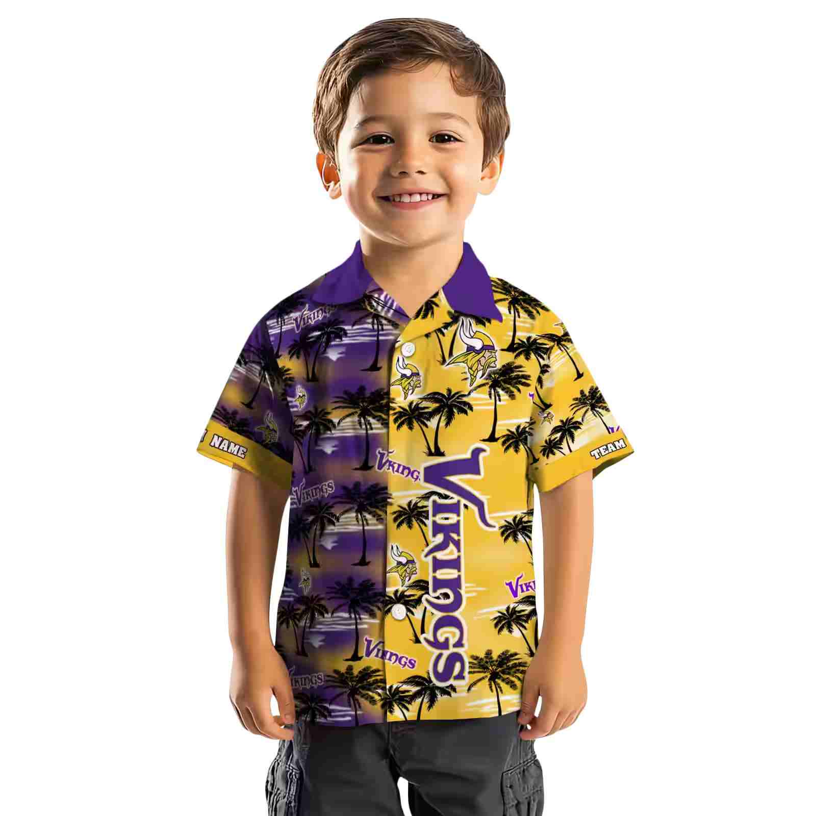 customized minnesota vikings palm silhouettes purple hawaiian shirt top rated