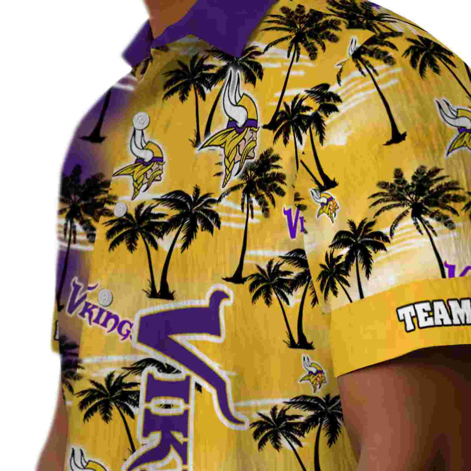 customized minnesota vikings palm silhouettes purple hawaiian shirt trendy