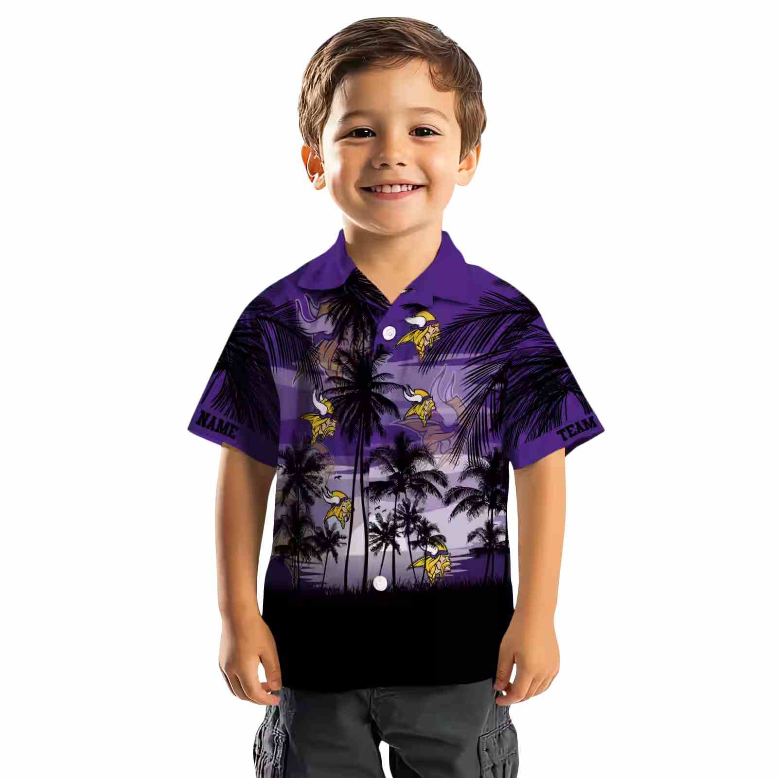 customized minnesota vikings sunset scene purple black hawaiian shirt top rated