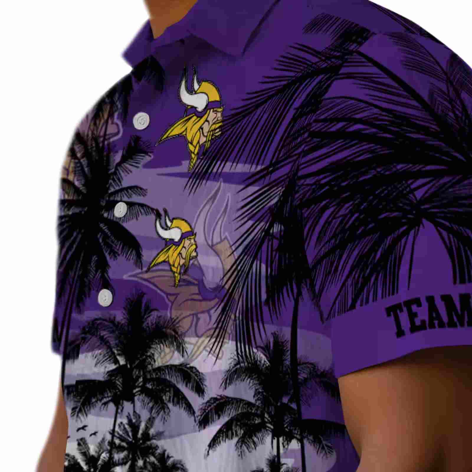 customized minnesota vikings sunset scene purple black hawaiian shirt trendy