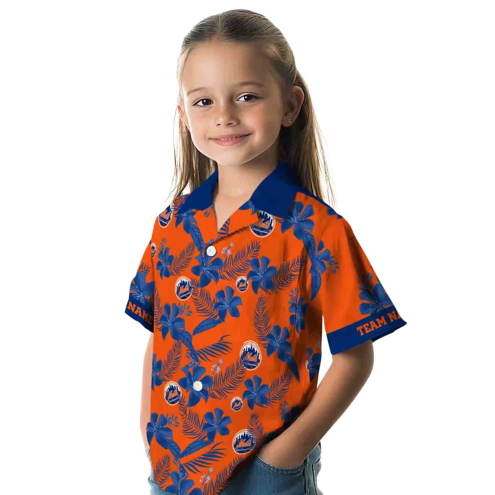 customized new york mets botanical print orange hawaiian shirt premium grade