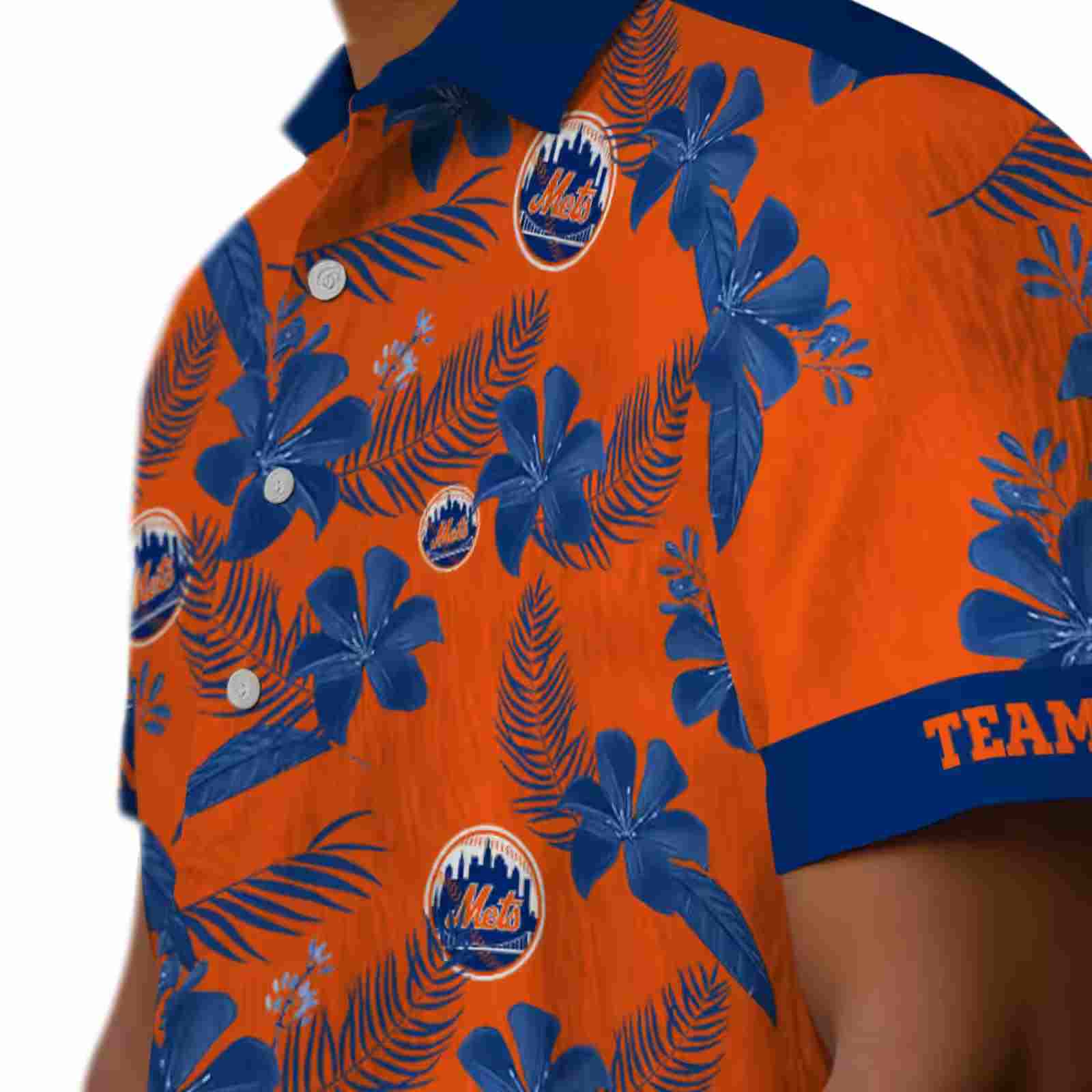 customized new york mets botanical print orange hawaiian shirt trendy