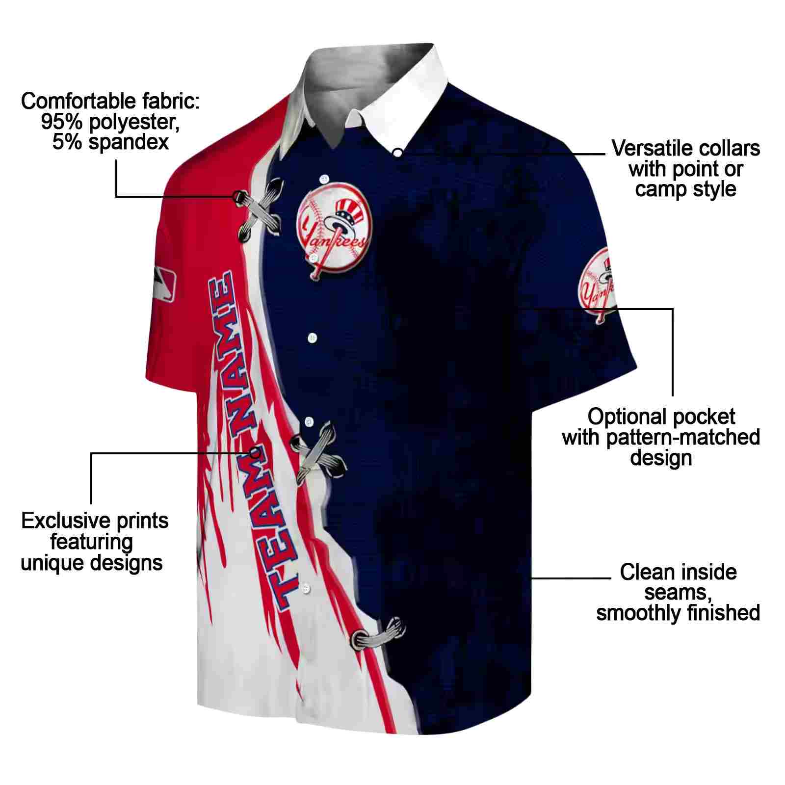 customized new york yankees edgy streaks navy white hawaiian shirt new arrival