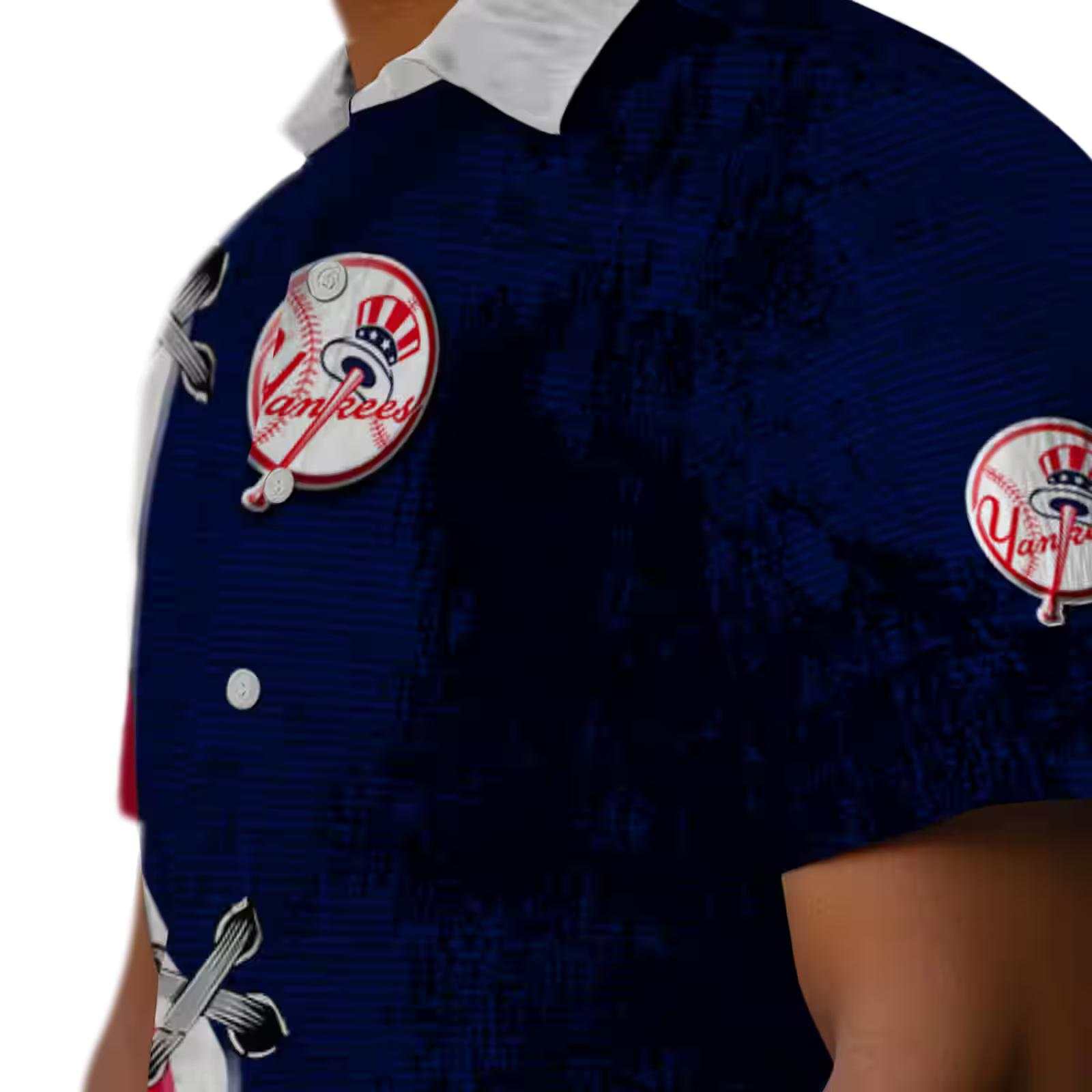 customized new york yankees edgy streaks navy white hawaiian shirt trendy