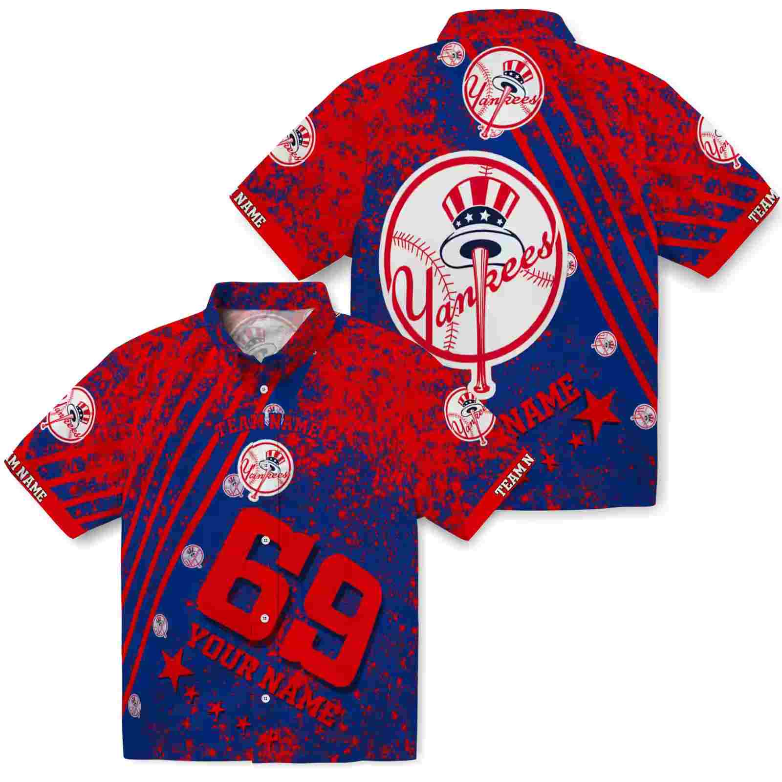 customized new york yankees star stripes navy hawaiian shirt high quality