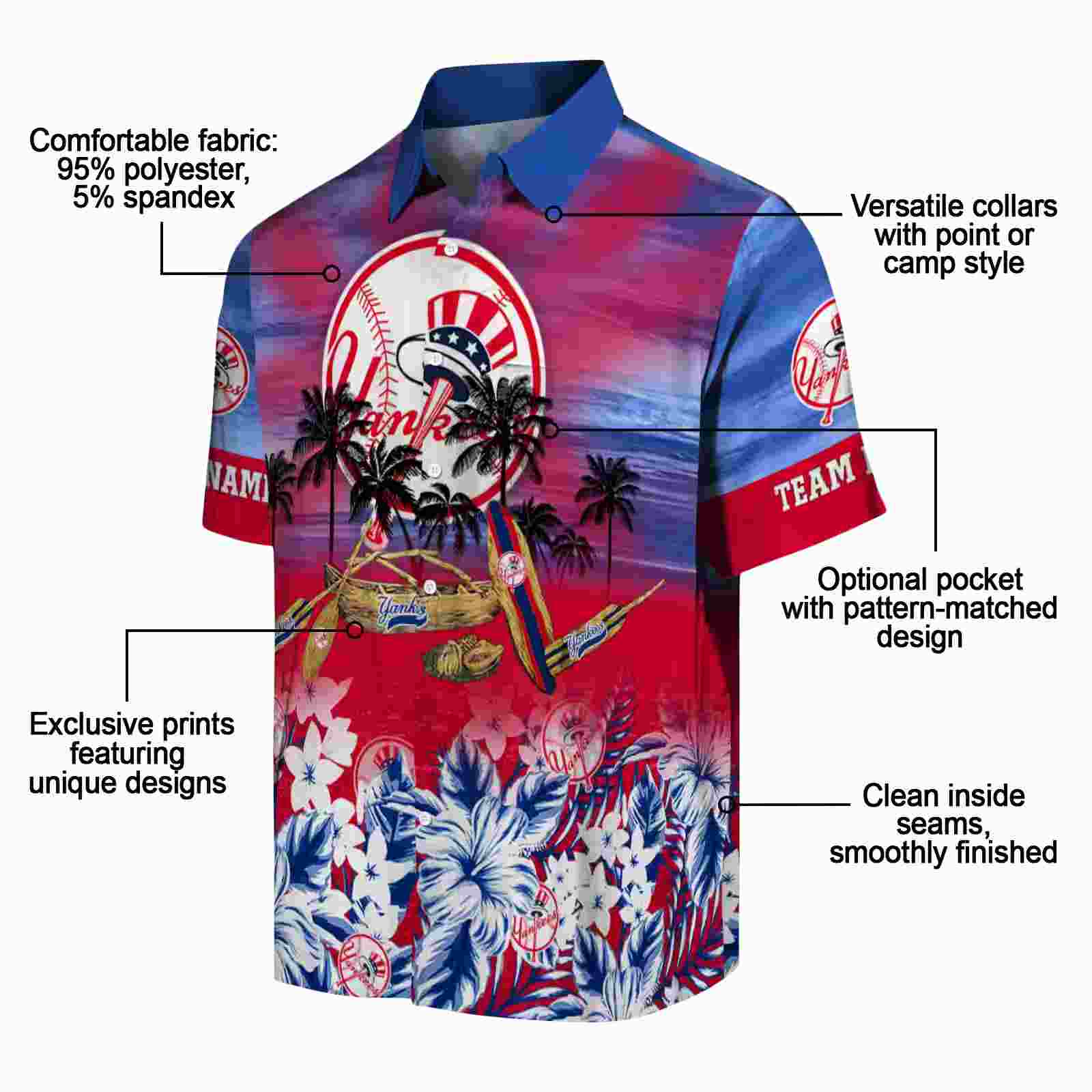 customized new york yankees tropical canoe navy hawaiian shirt new arrival