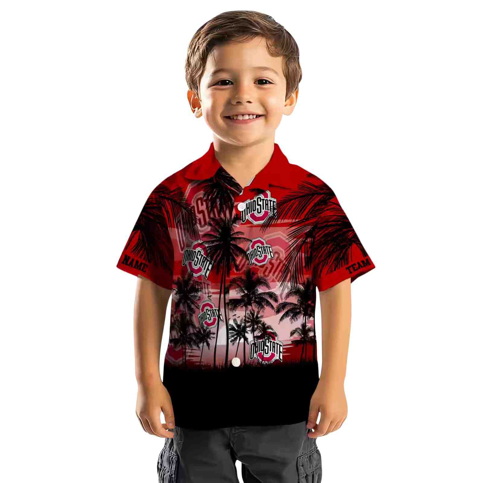 customized ohio state buckeyes sunset scene scarlet black hawaiian shirt top rated