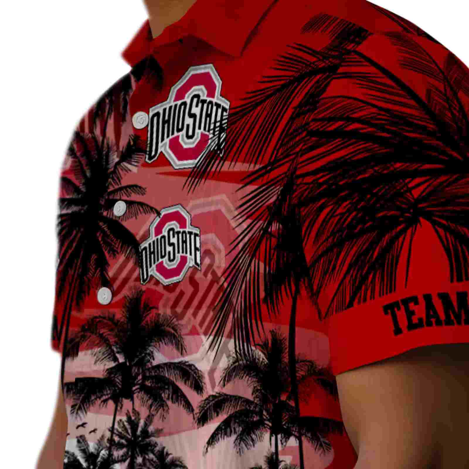 customized ohio state buckeyes sunset scene scarlet black hawaiian shirt trendy