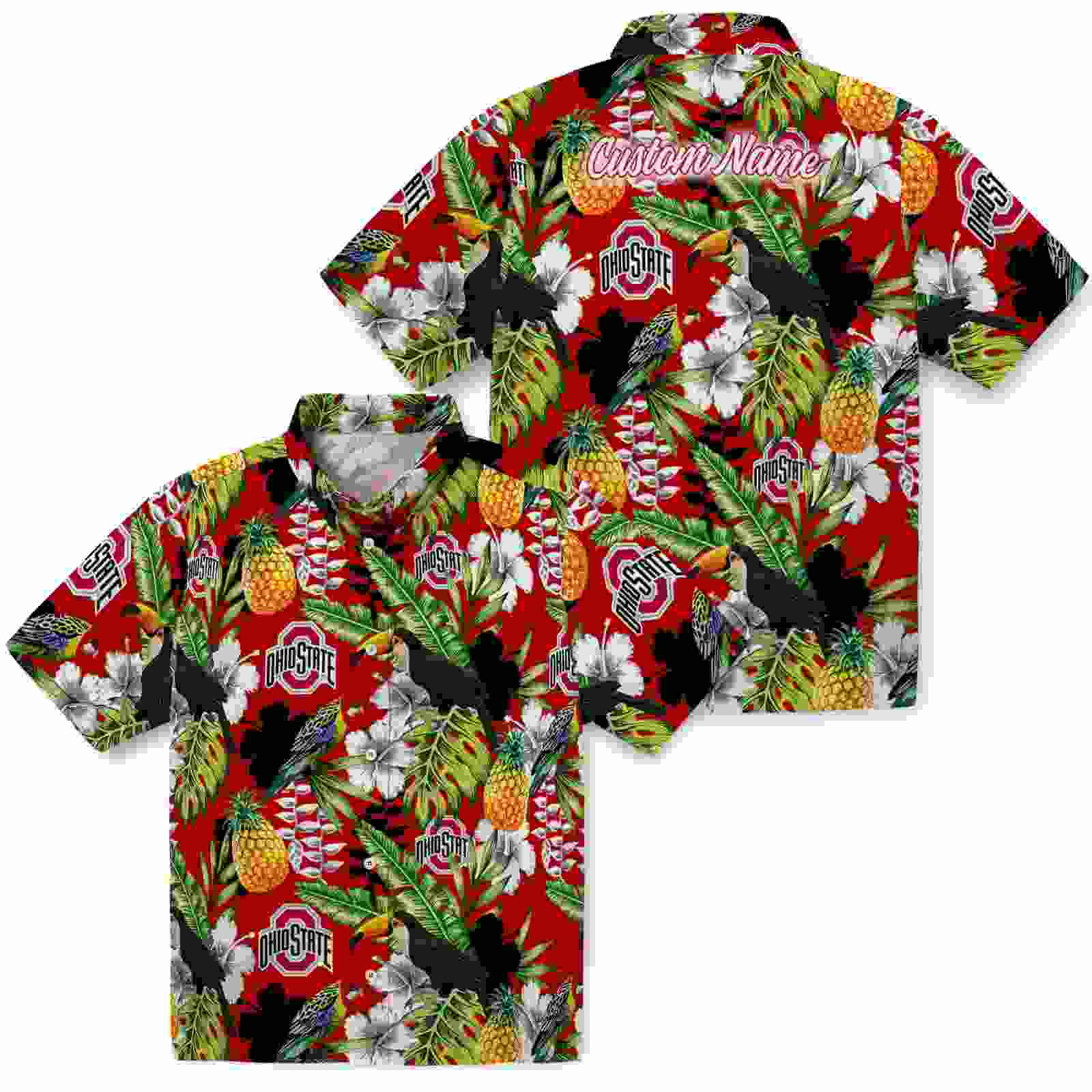 customized ohio state buckeyes tropical toucan scarlet green hawaiian shirt high quality