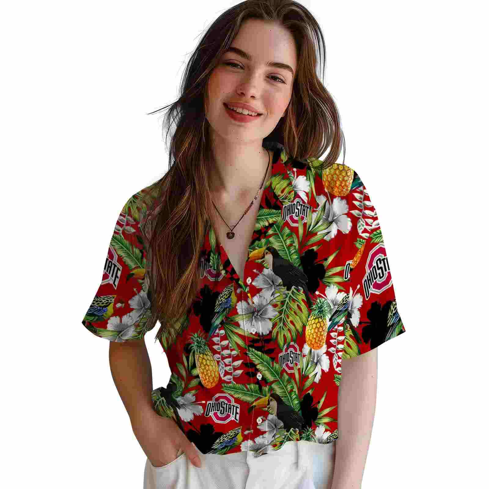 customized ohio state buckeyes tropical toucan scarlet green hawaiian shirt latest model