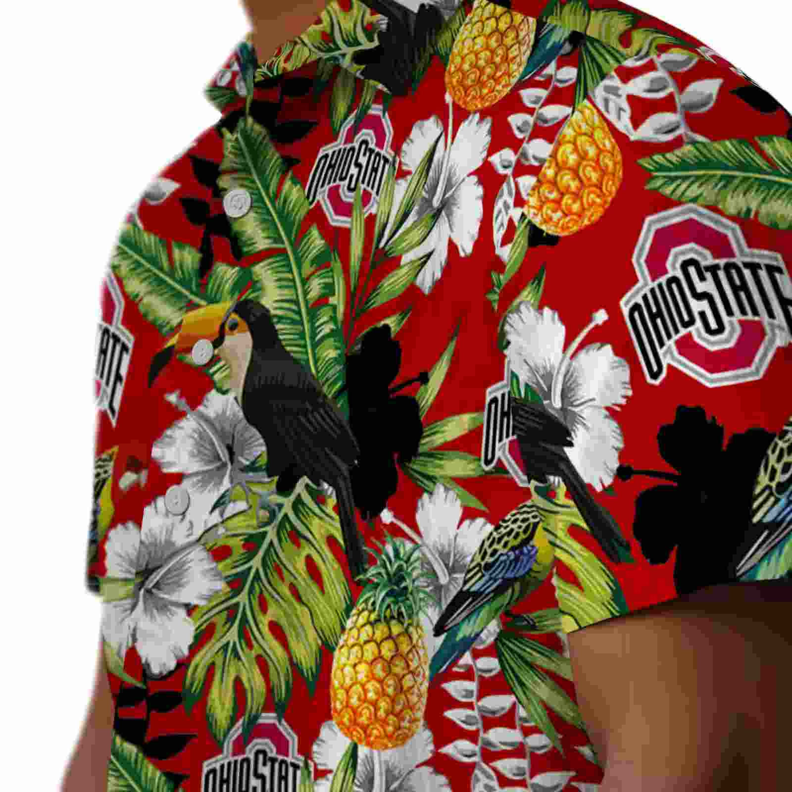 customized ohio state buckeyes tropical toucan scarlet green hawaiian shirt trendy