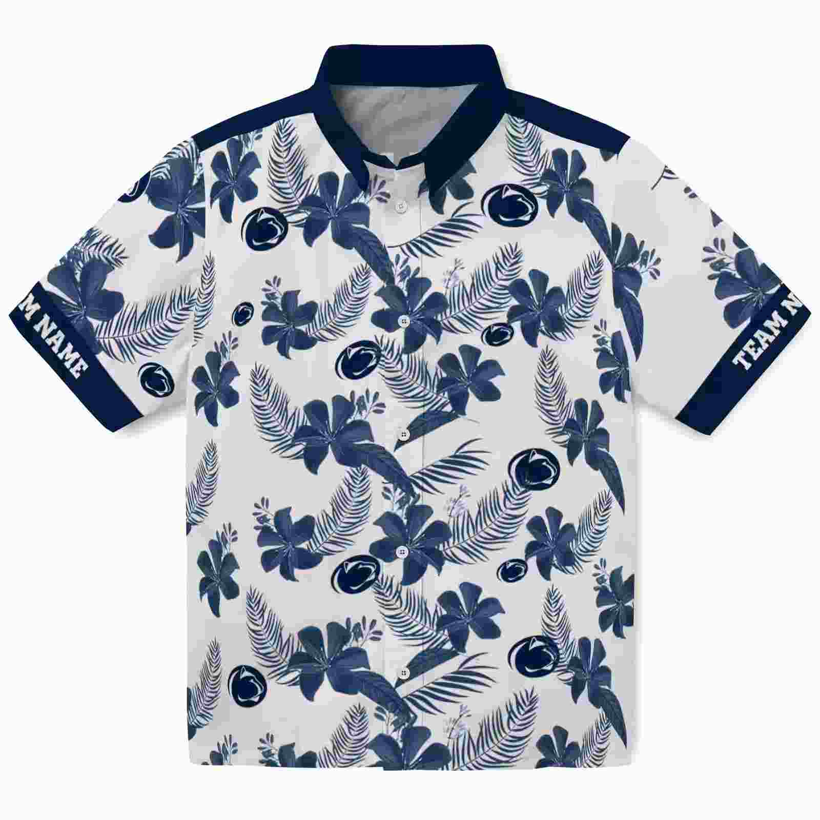 customized penn state nittany lions botanical print white hawaiian shirt best selling